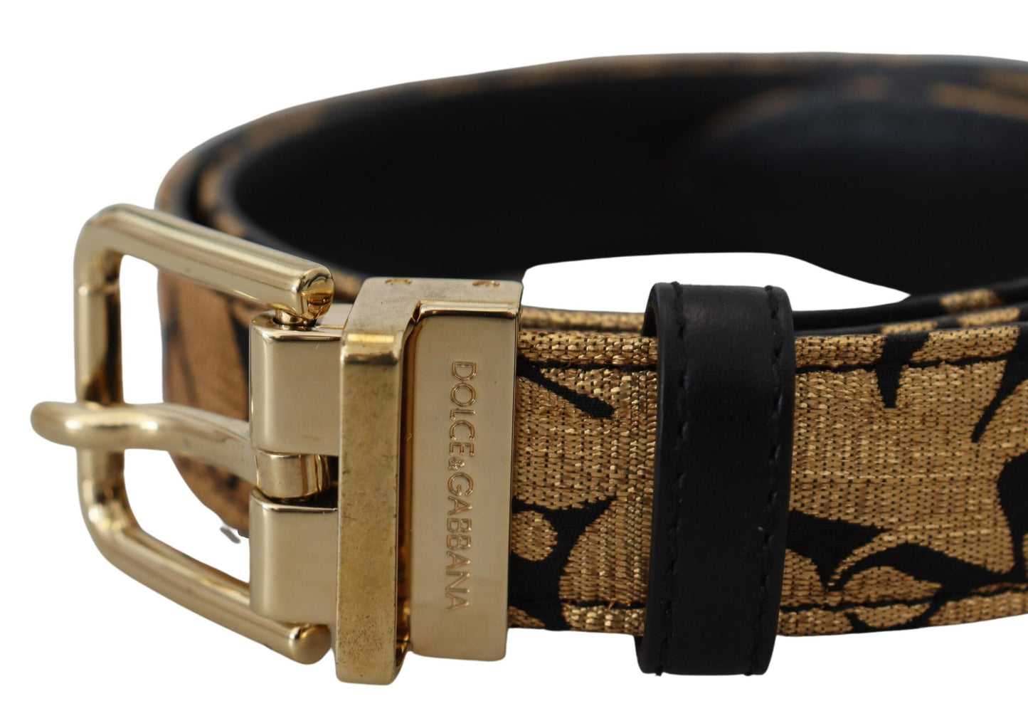 - Multicolor Jacquard Leather Logo Buckle Belt