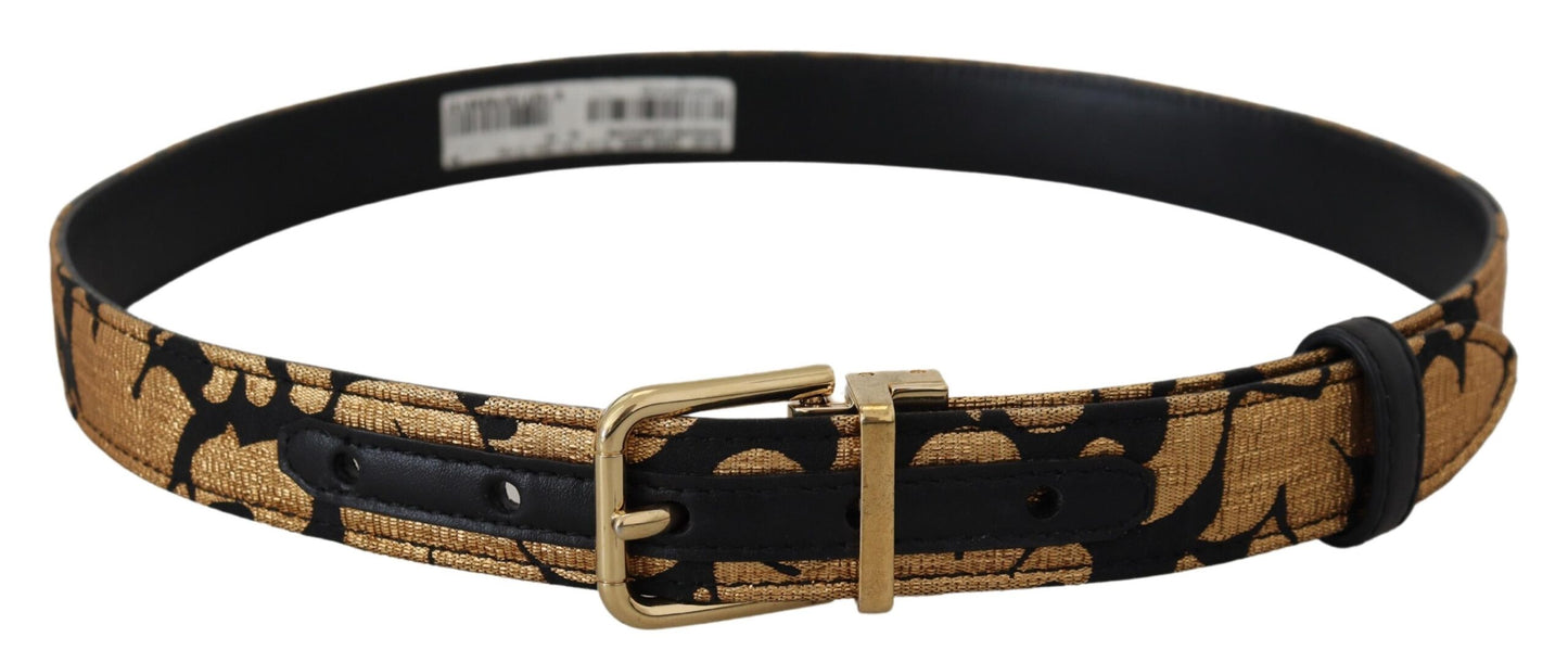 - Multicolor Jacquard Leather Logo Buckle Belt