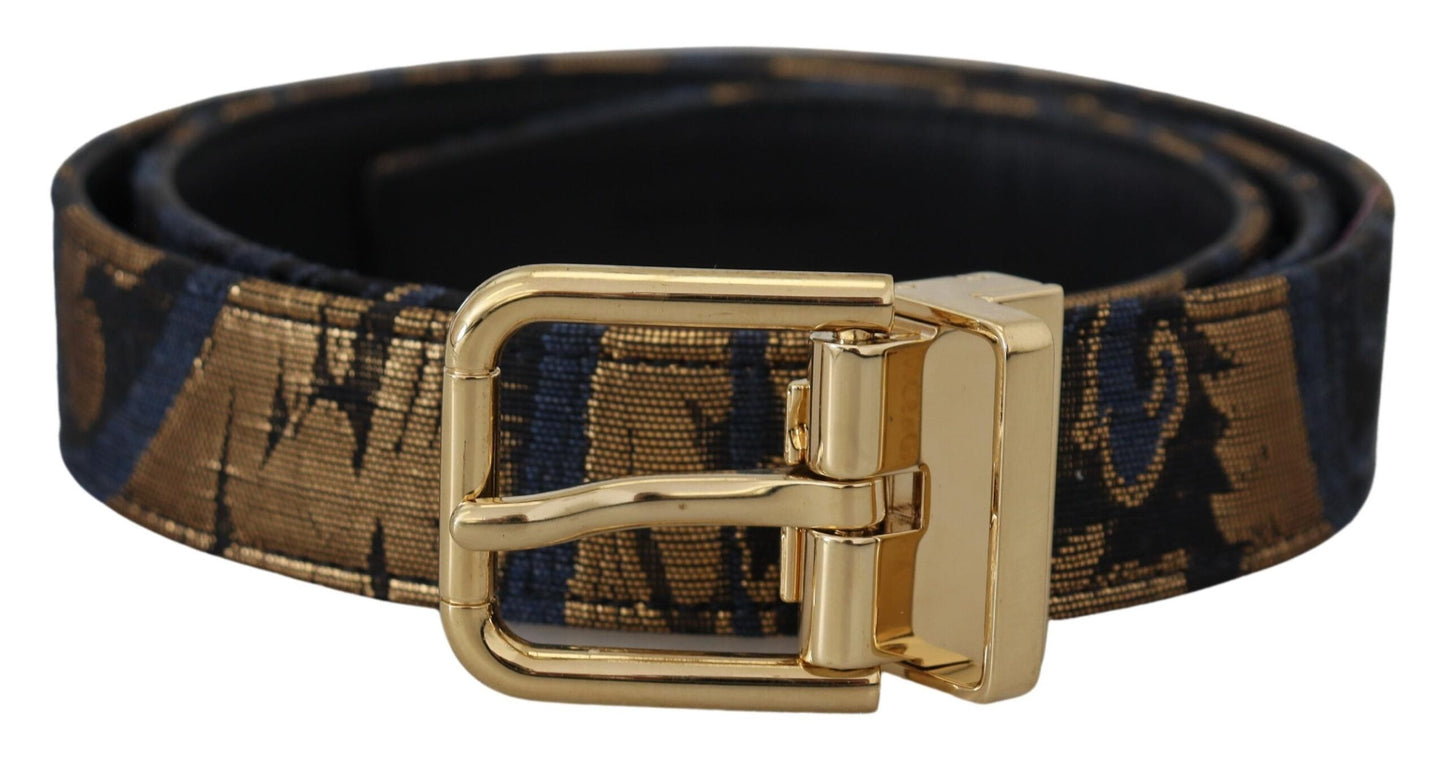- Multicolor Jacquard Leather Logo Buckle Belt