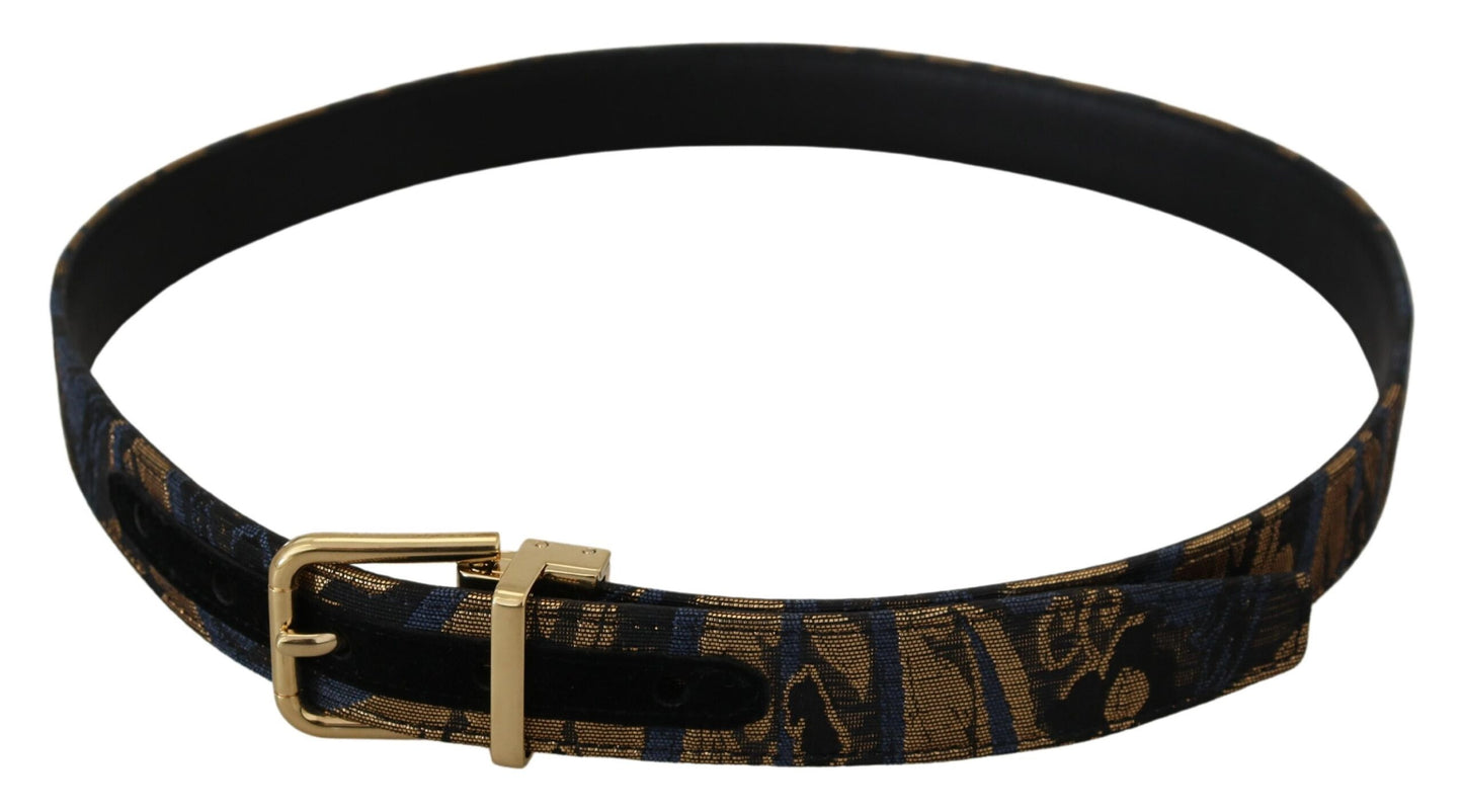 - Multicolor Jacquard Leather Logo Buckle Belt