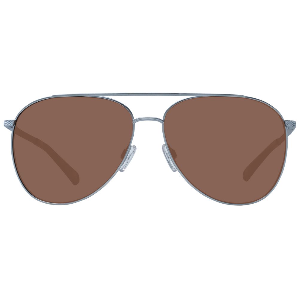 Ted Baker Men's Aviator Sunglasses – Silver Frame with Brown Lenses, 60mm