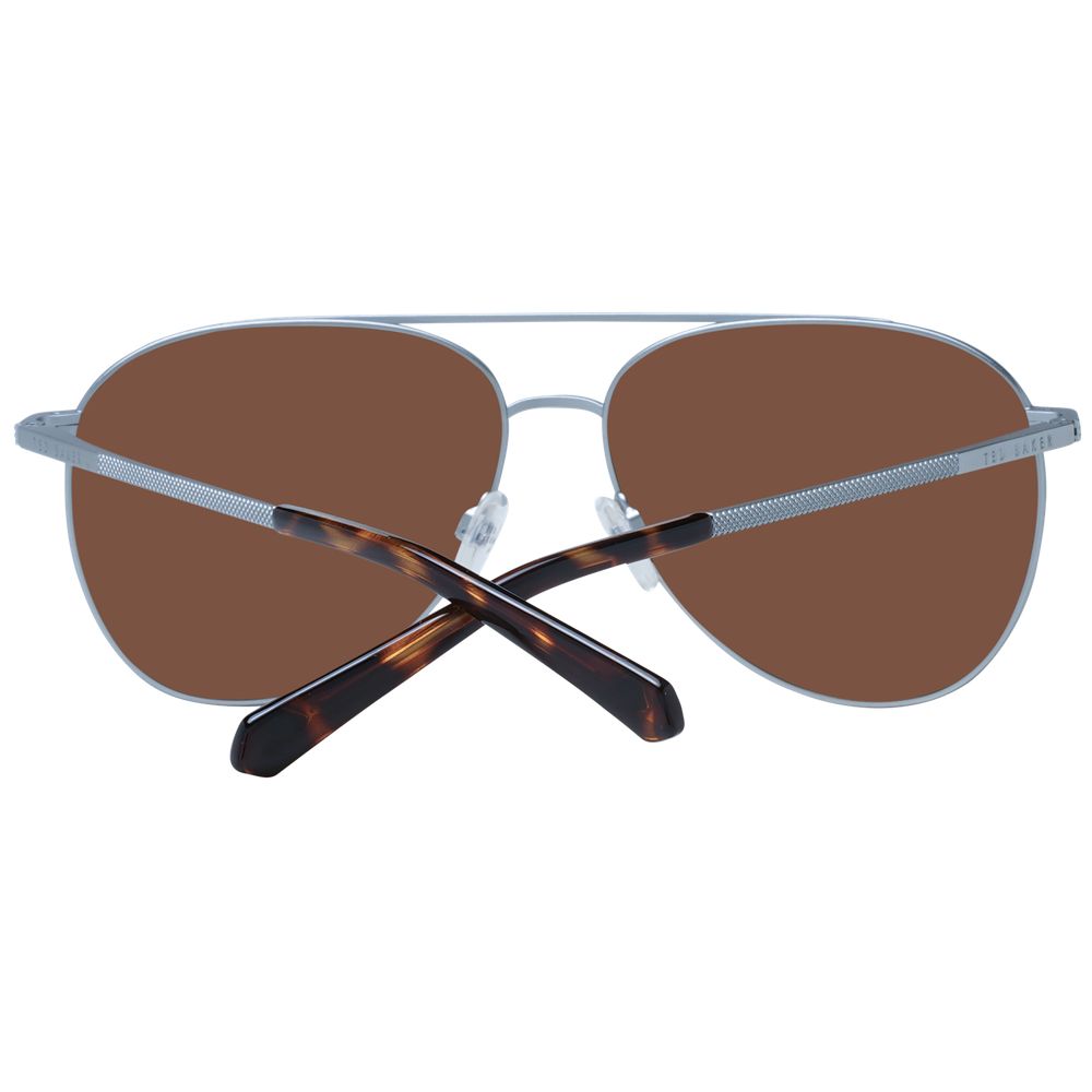 Ted Baker Men's Aviator Sunglasses – Silver Frame with Brown Lenses, 60mm