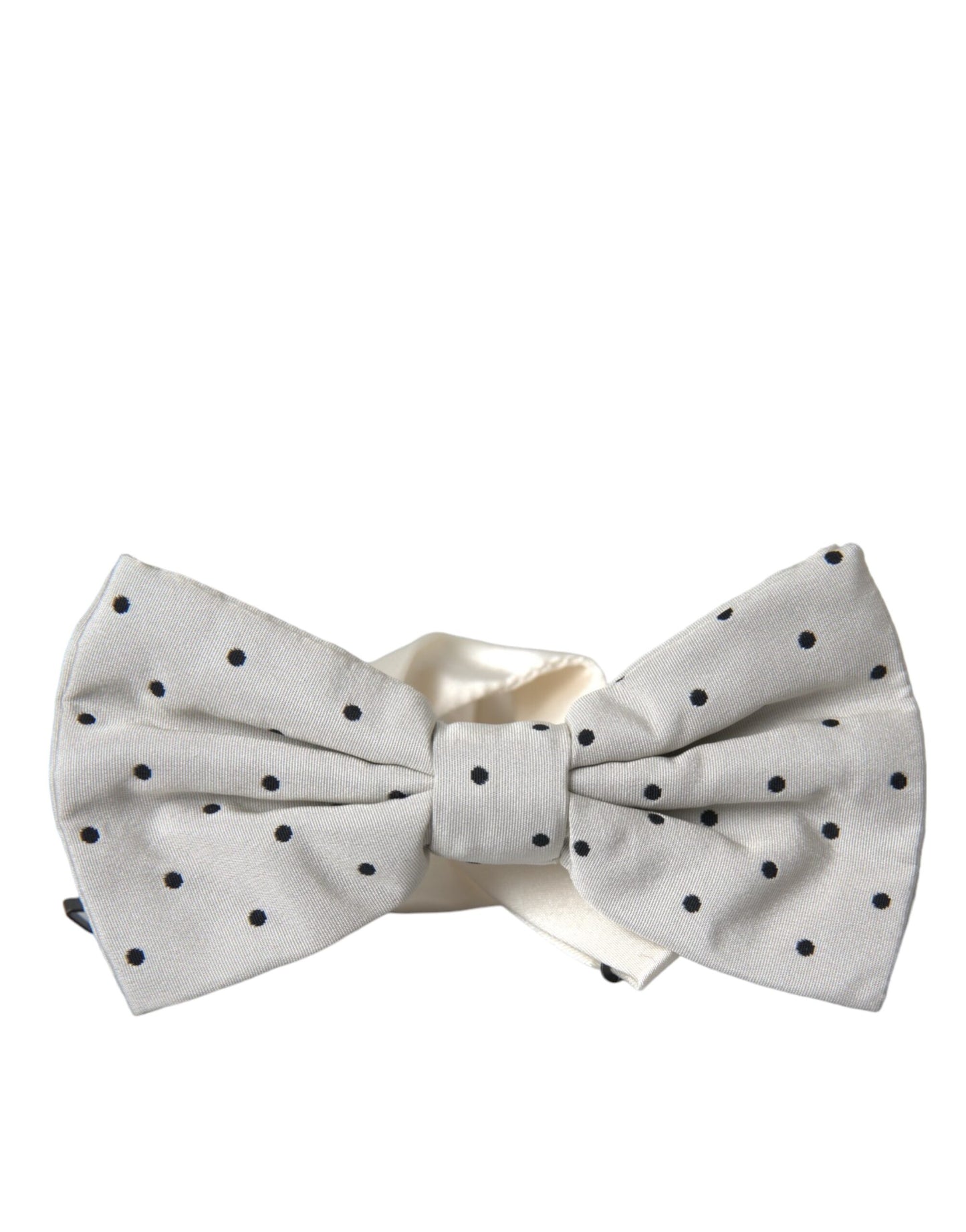 - White Black Polka Dot Polyester Bow Tie Men