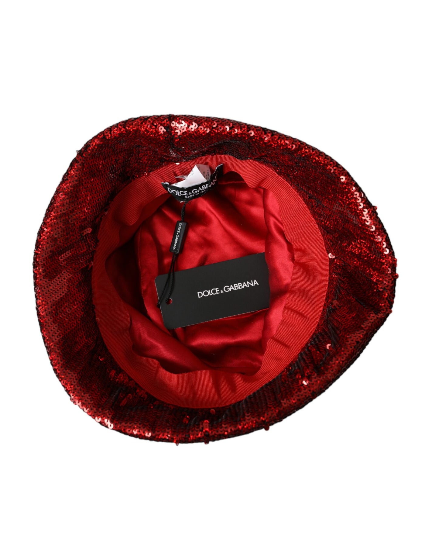- Red Sequined Nylon Bucket Hat Men