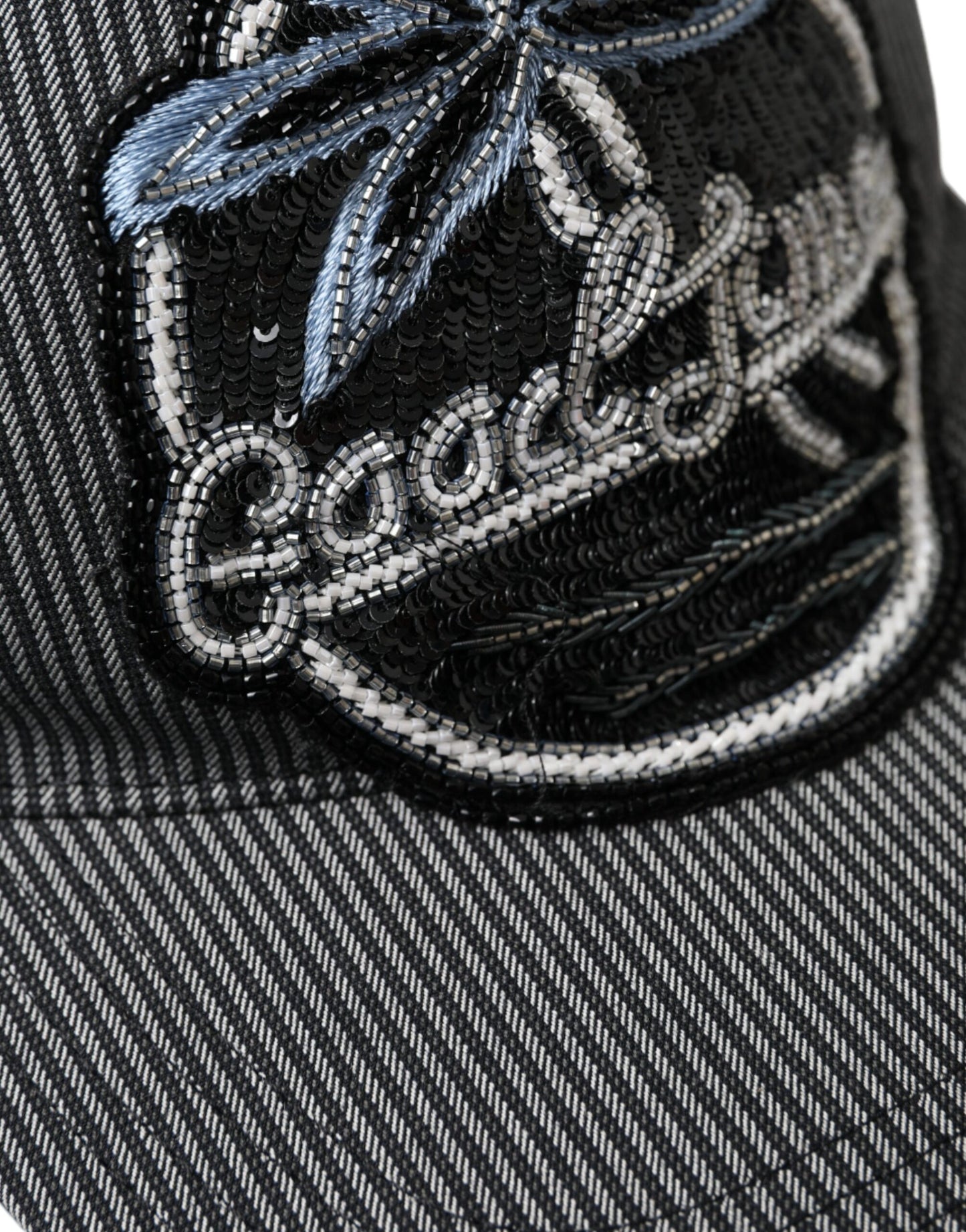 - Black Cotton Embellished Baseball Hat Men