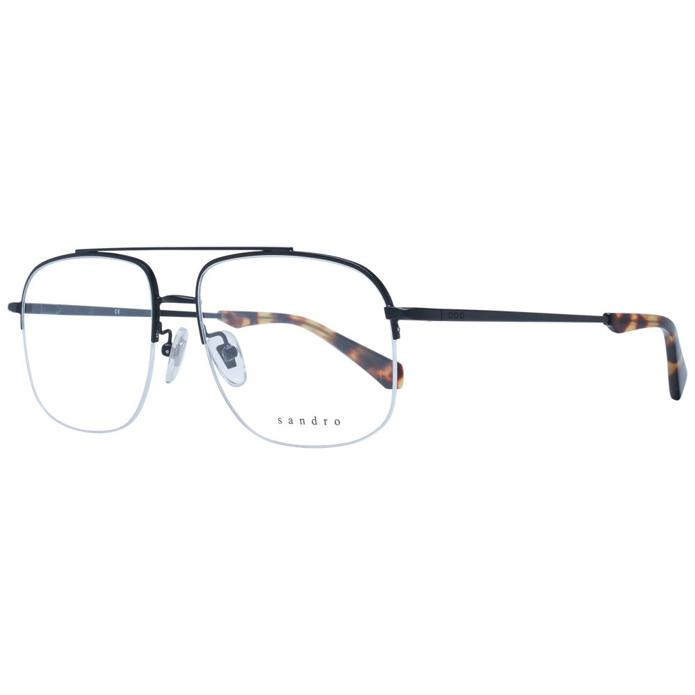 Sandro Black Men’s Optical Glasses – Aviator Half-Rim Frame