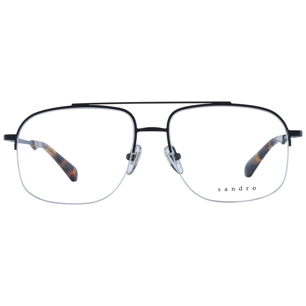 Sandro Black Men’s Optical Glasses – Aviator Half-Rim Frame