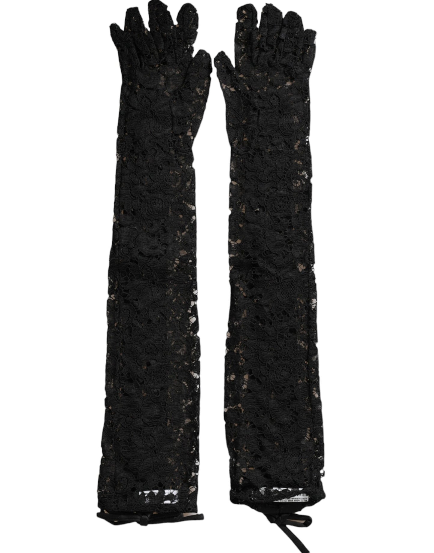 - Black Taormina Lace Elbow Length Gloves