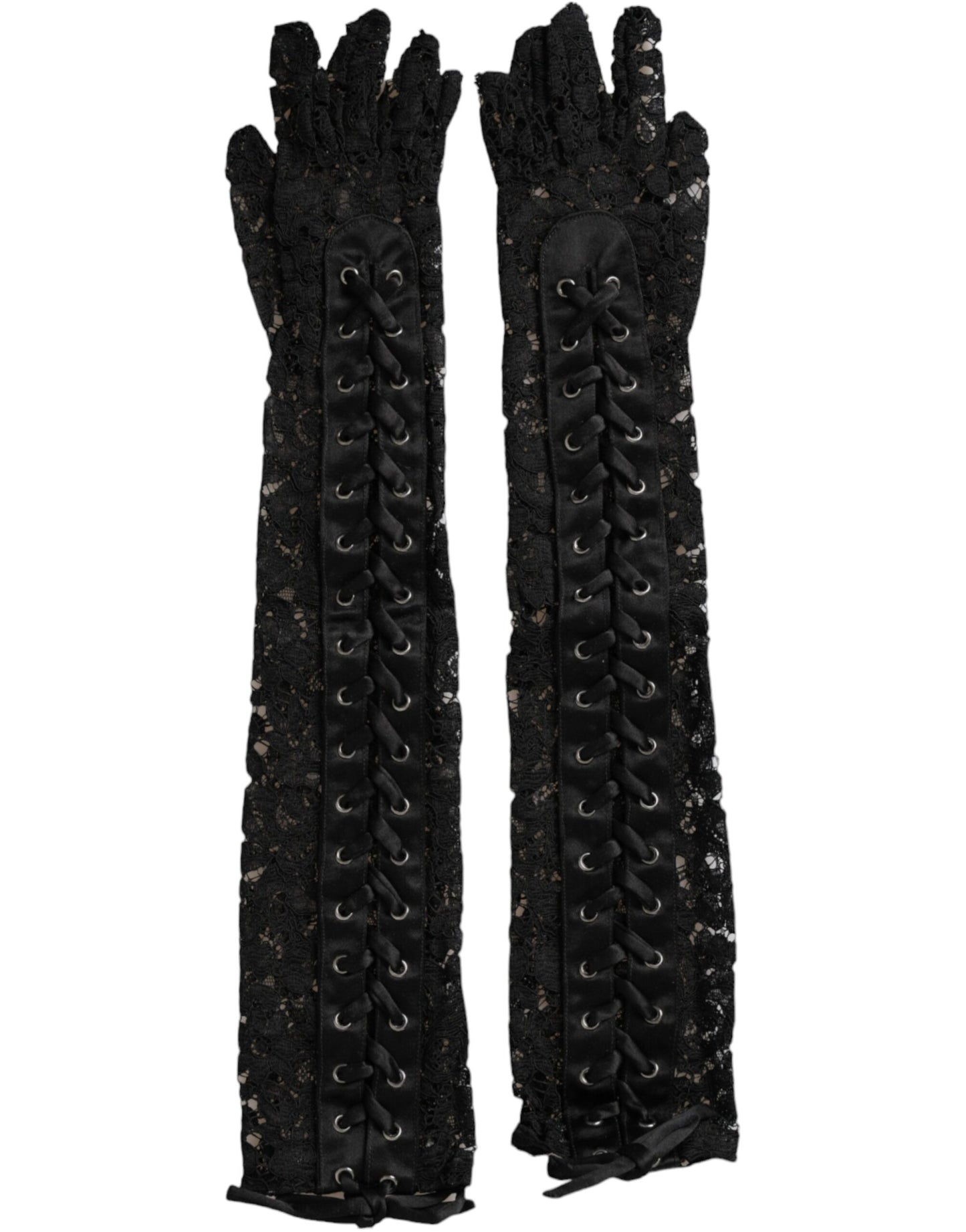 - Black Taormina Lace Elbow Length Gloves