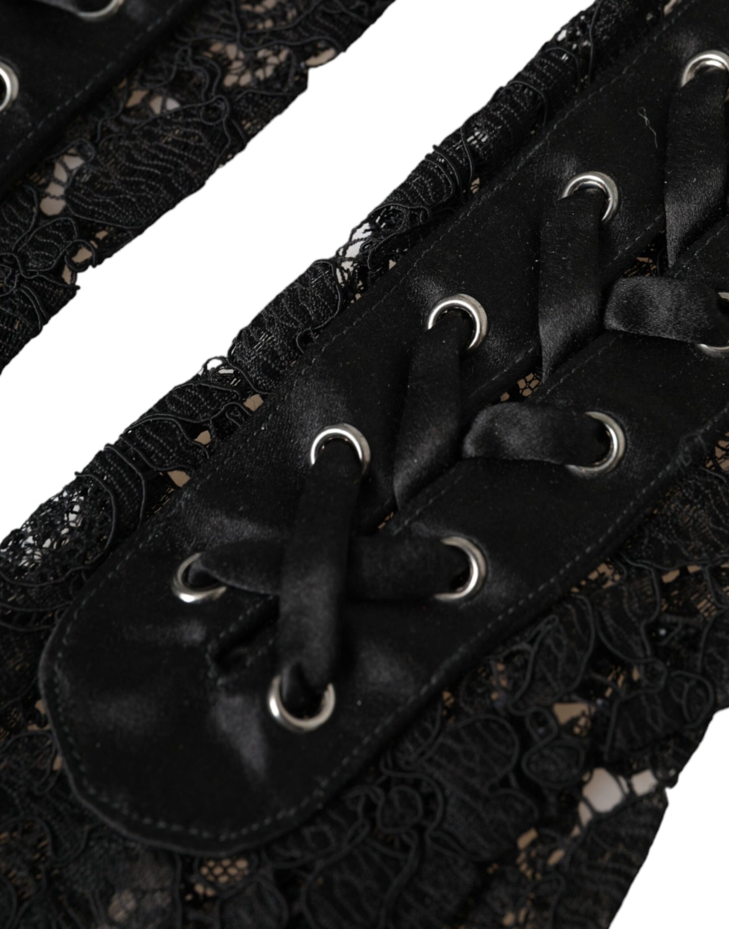 - Black Taormina Lace Elbow Length Gloves