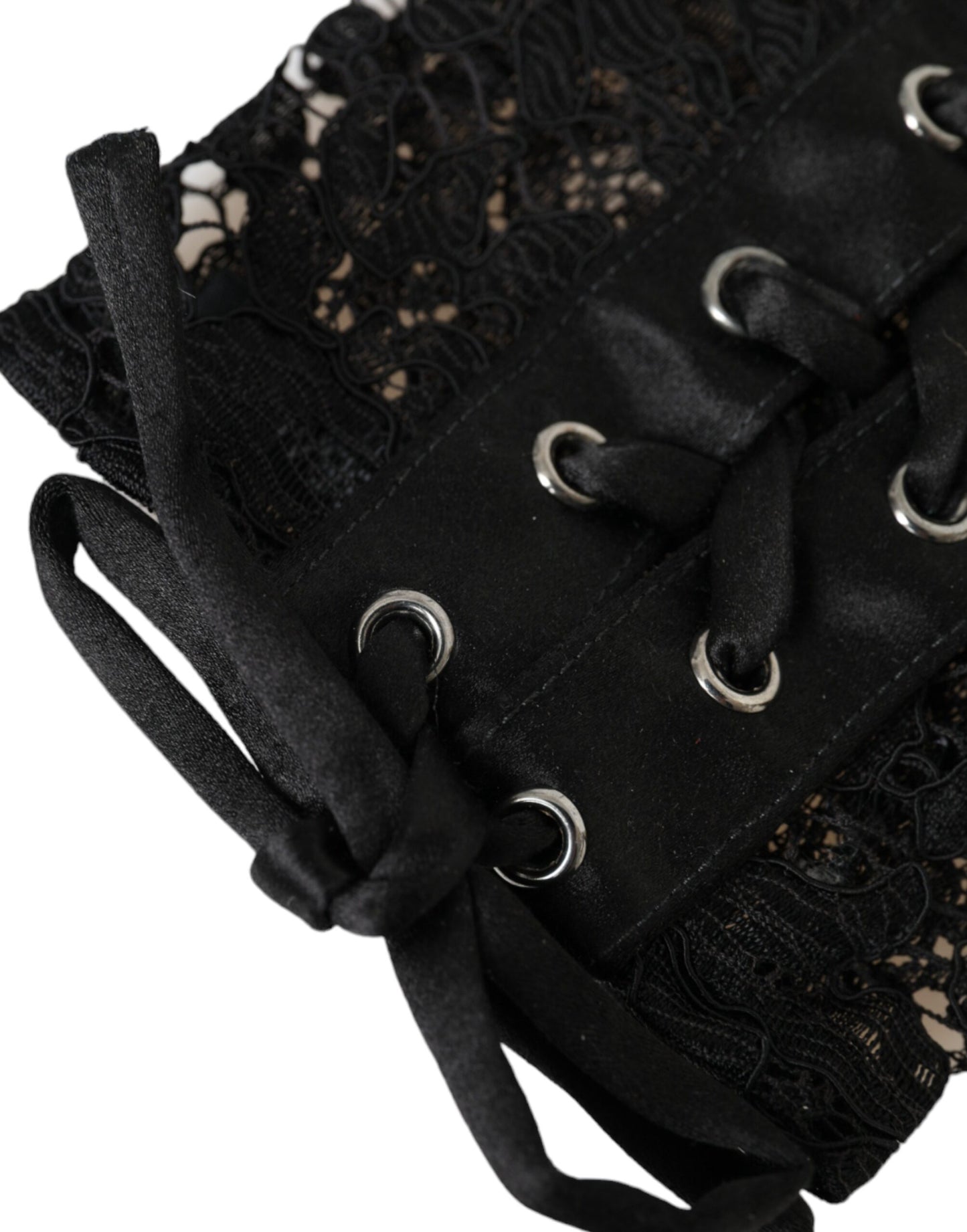 - Black Taormina Lace Elbow Length Gloves