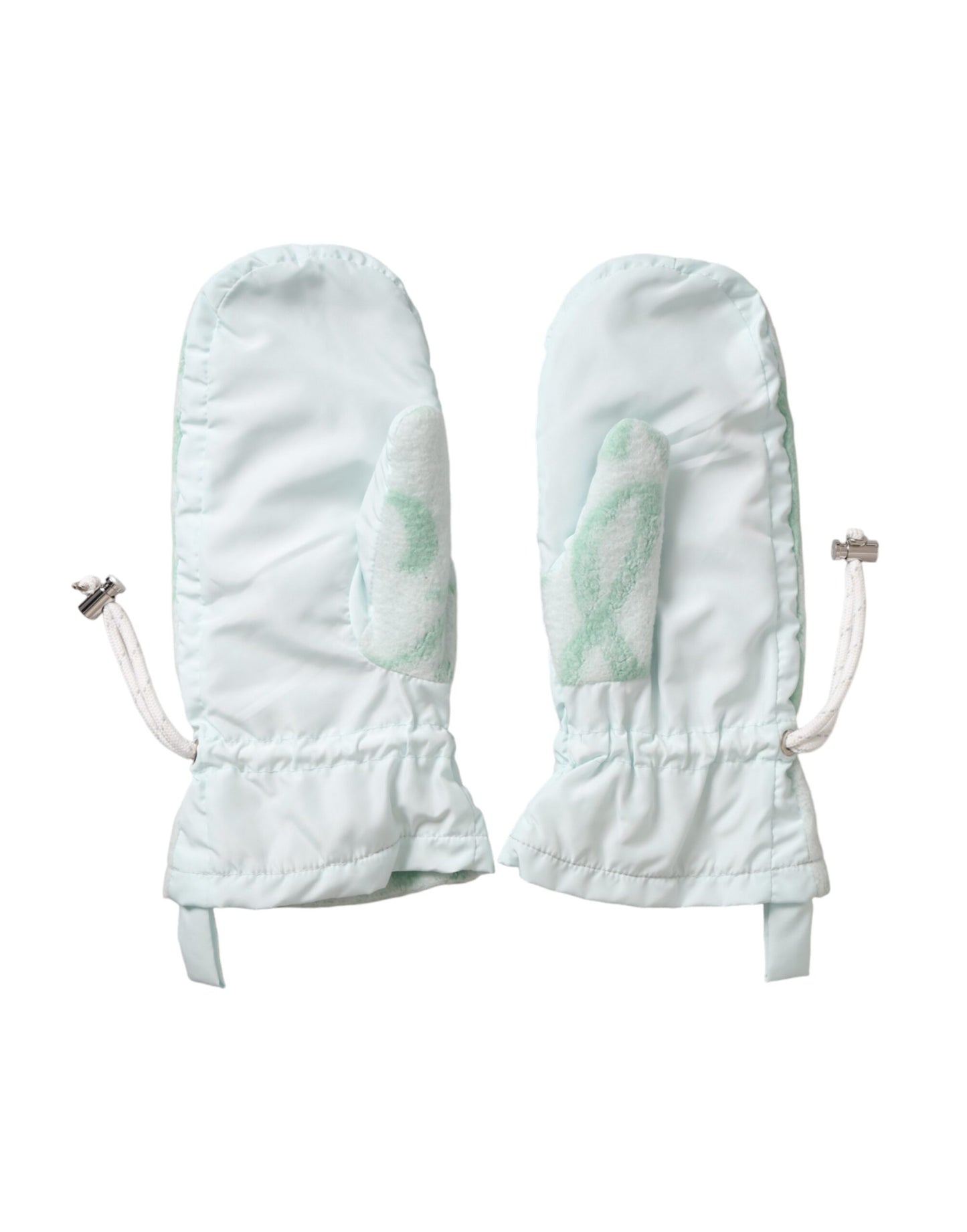 - White Nylon Fleece Wrist Length Mitten Gloves