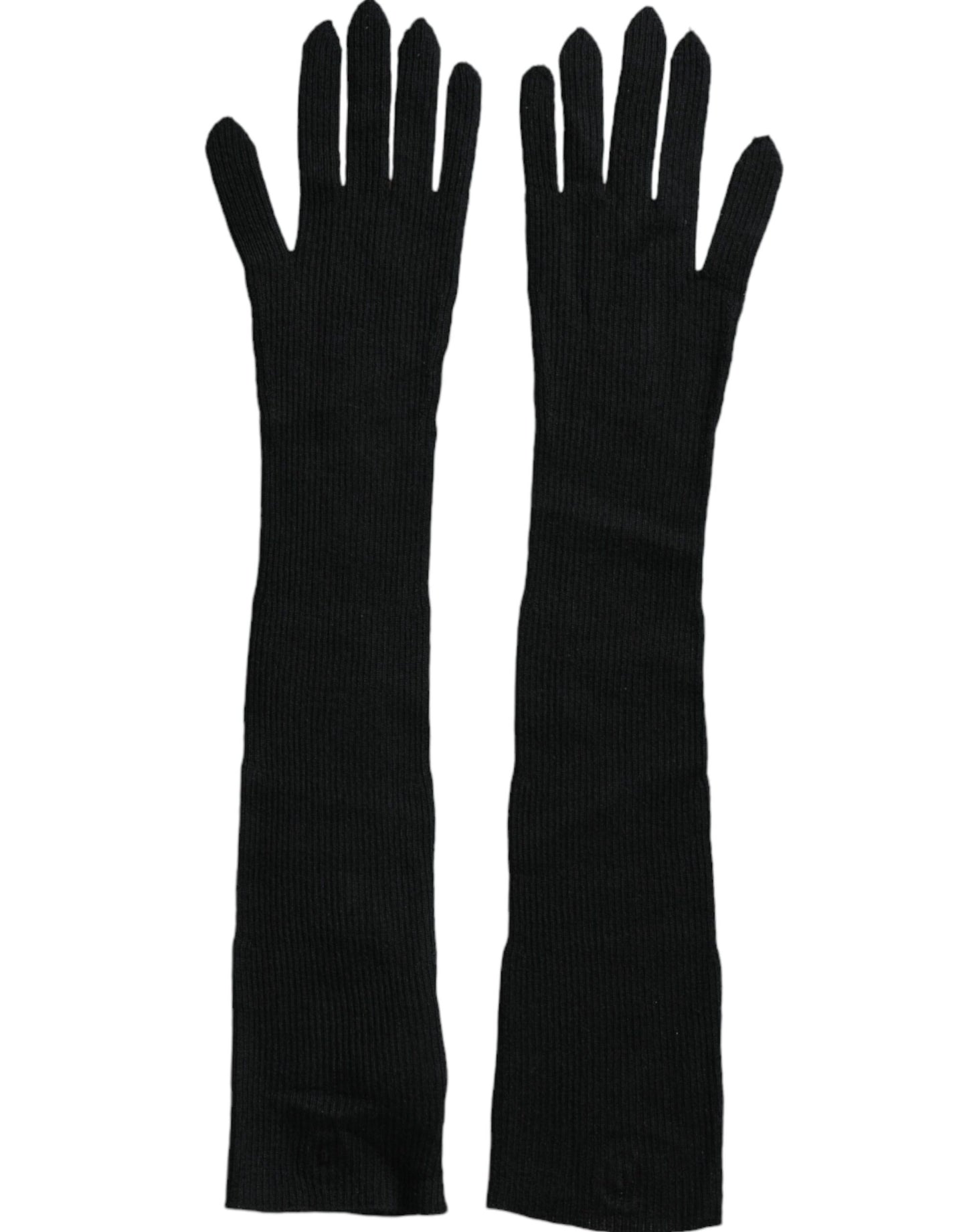 - Black Cashmere Knitted Elbow Length Gloves