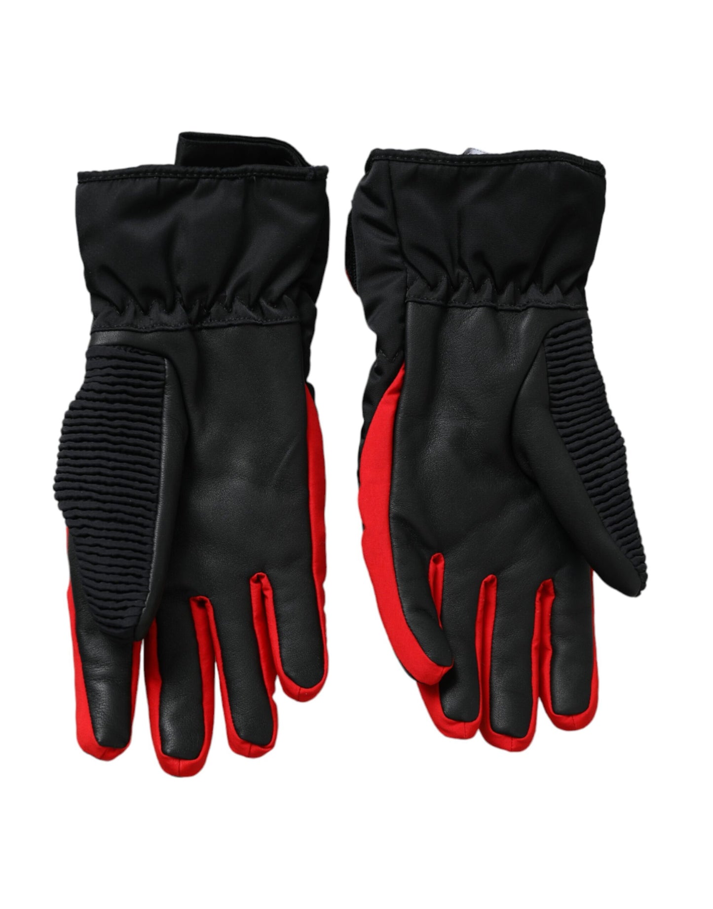 - Black Red Nylon Wrist Length Gloves