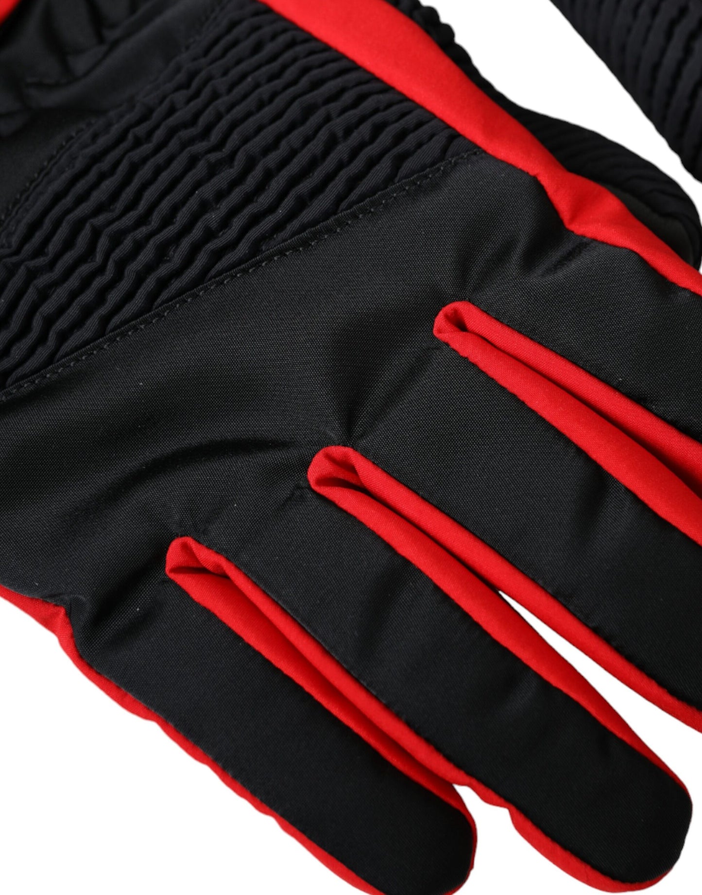 - Black Red Nylon Wrist Length Gloves