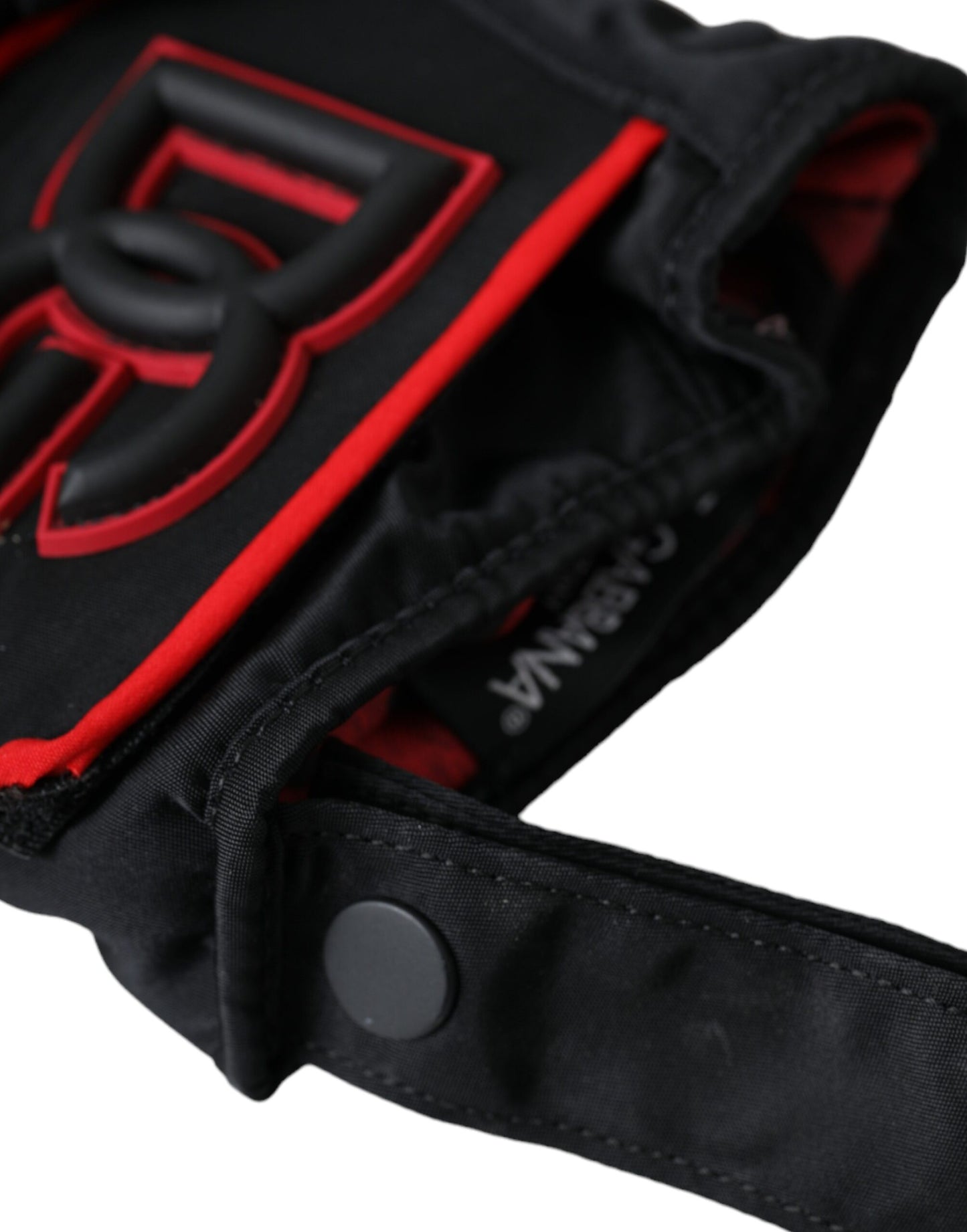 - Black Red Nylon Wrist Length Gloves