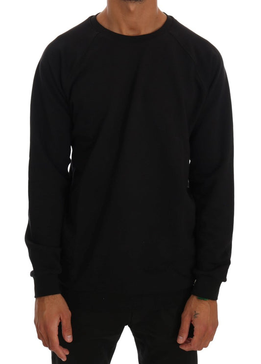 - Elegant Black Cotton Crewneck Sweater