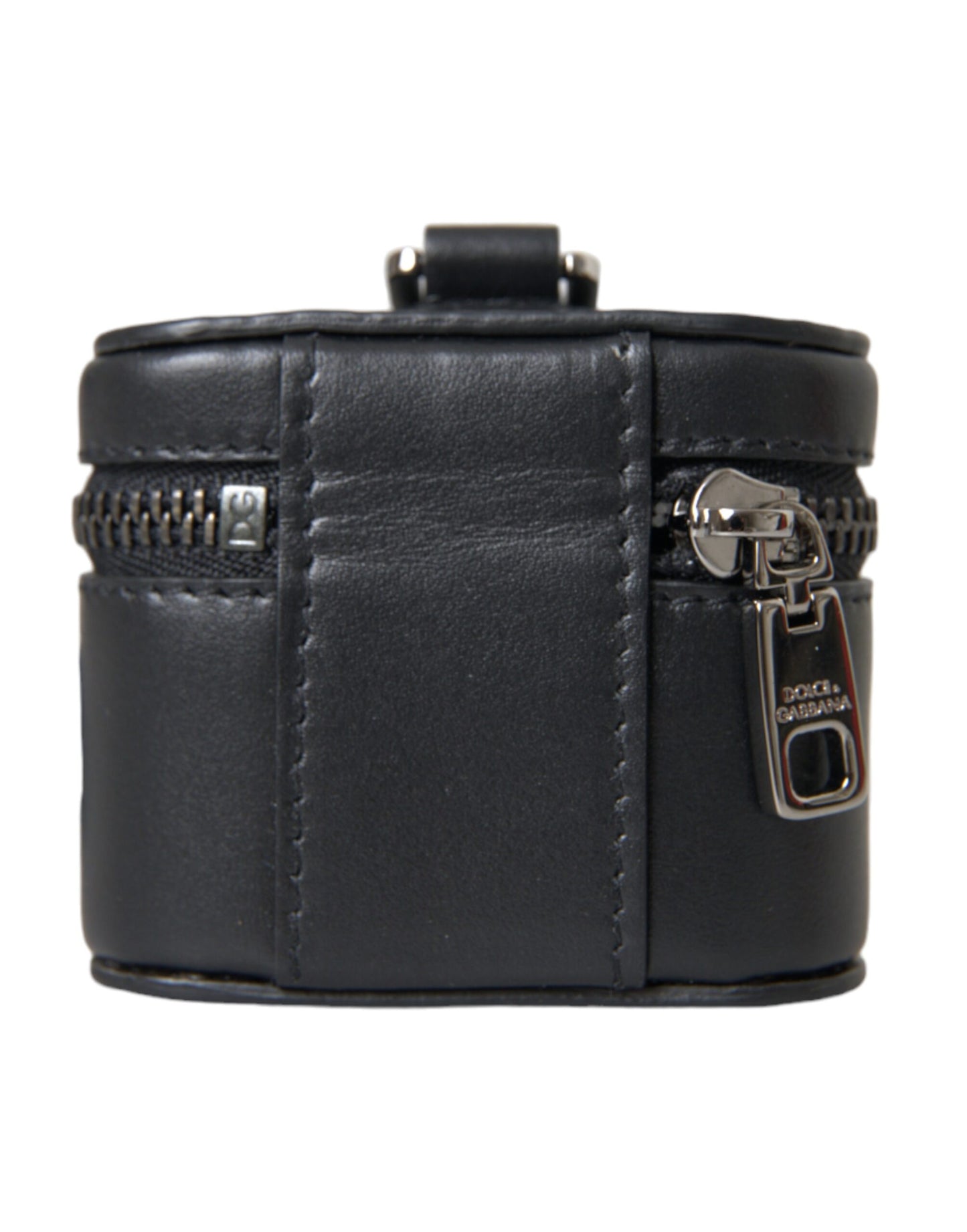 - Black DG Logo Leather Silver Metal Airpods Case