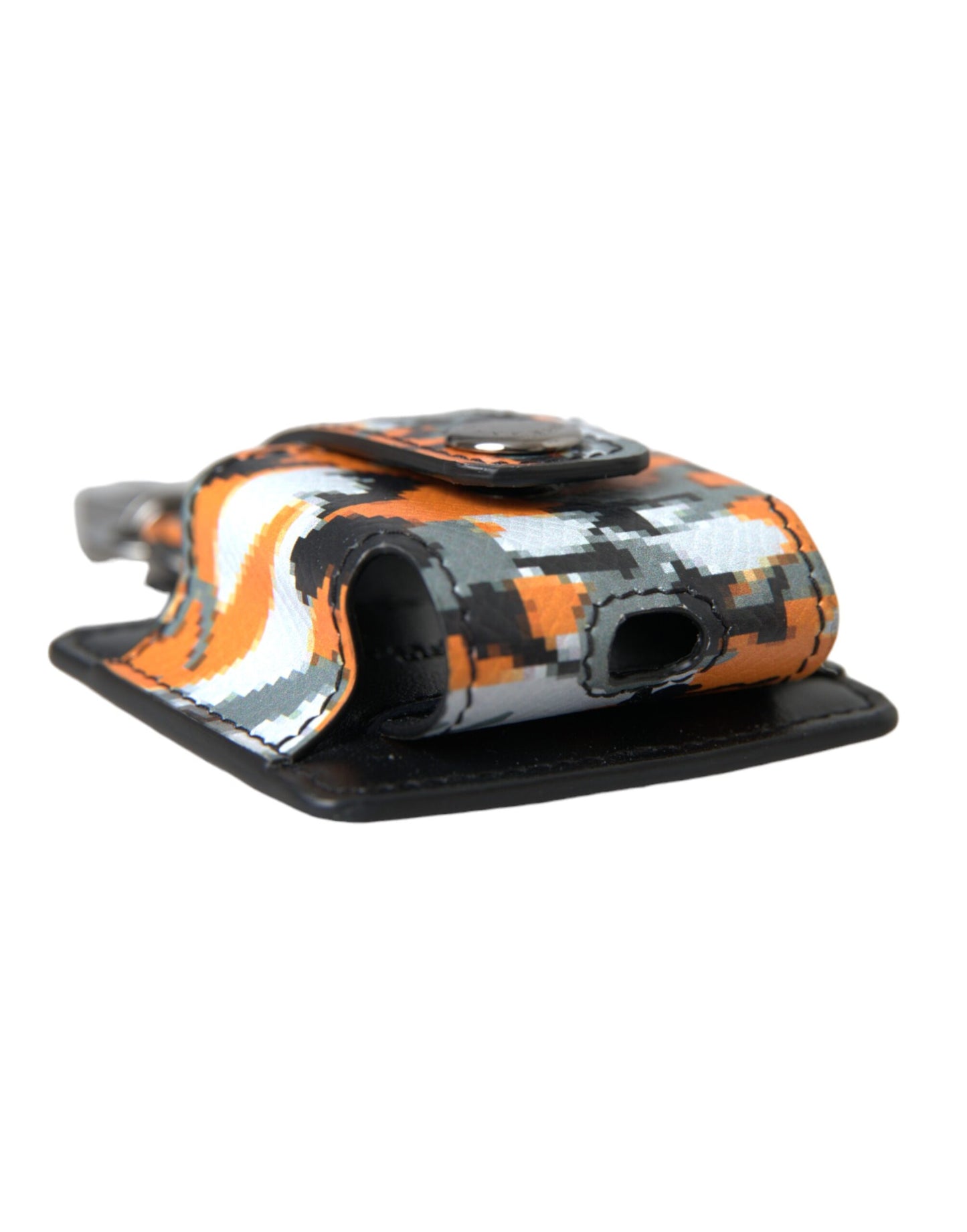- Multicolor Camouflage Print Leather Logo Metal Airpods Case
