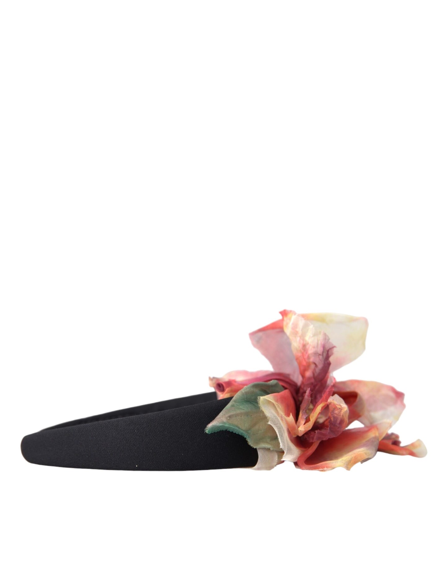 - Rose Pink Silk Floral Black Tiara Women Hairband Diadem