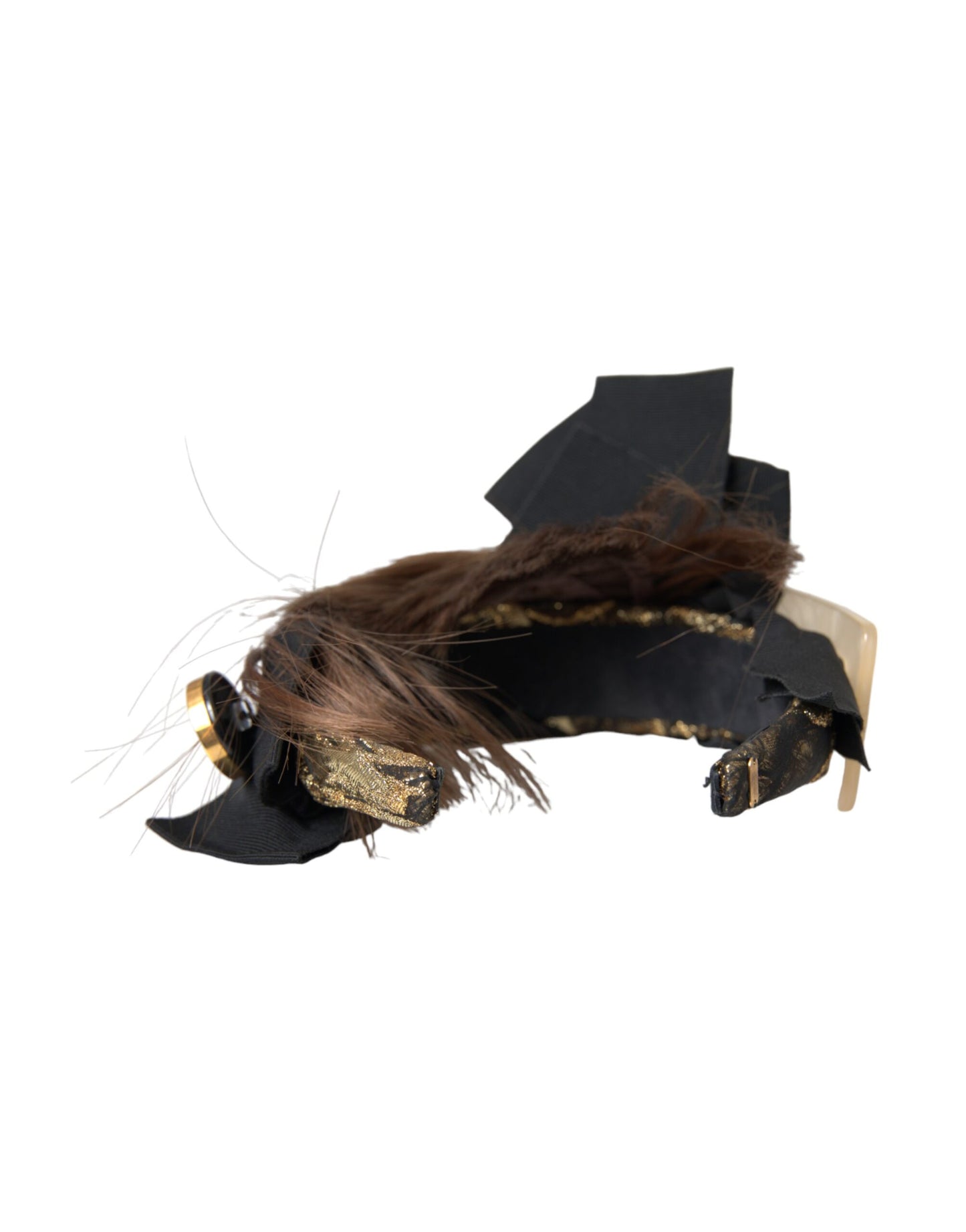 - Black Crystal Button Brown Hair Women Headband Diadem