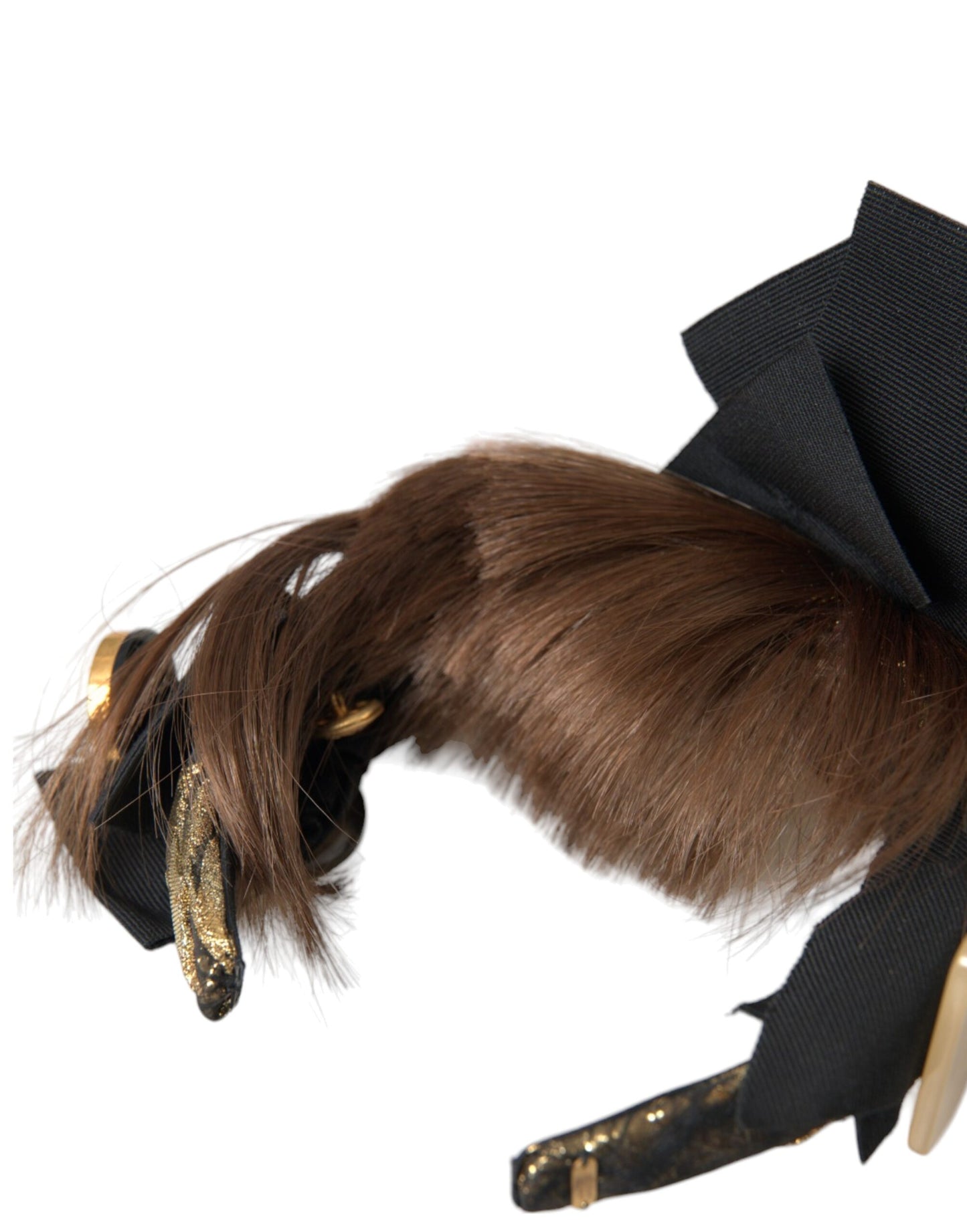 - Black Crystal Button Brown Hair Women Headband Diadem