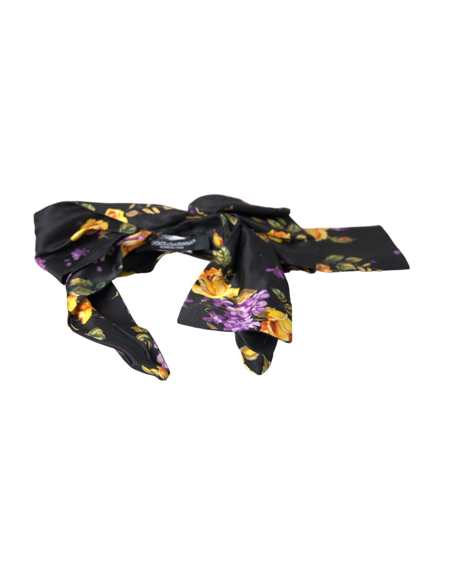 - Black Floral Applique Silk Women Headband Diadem