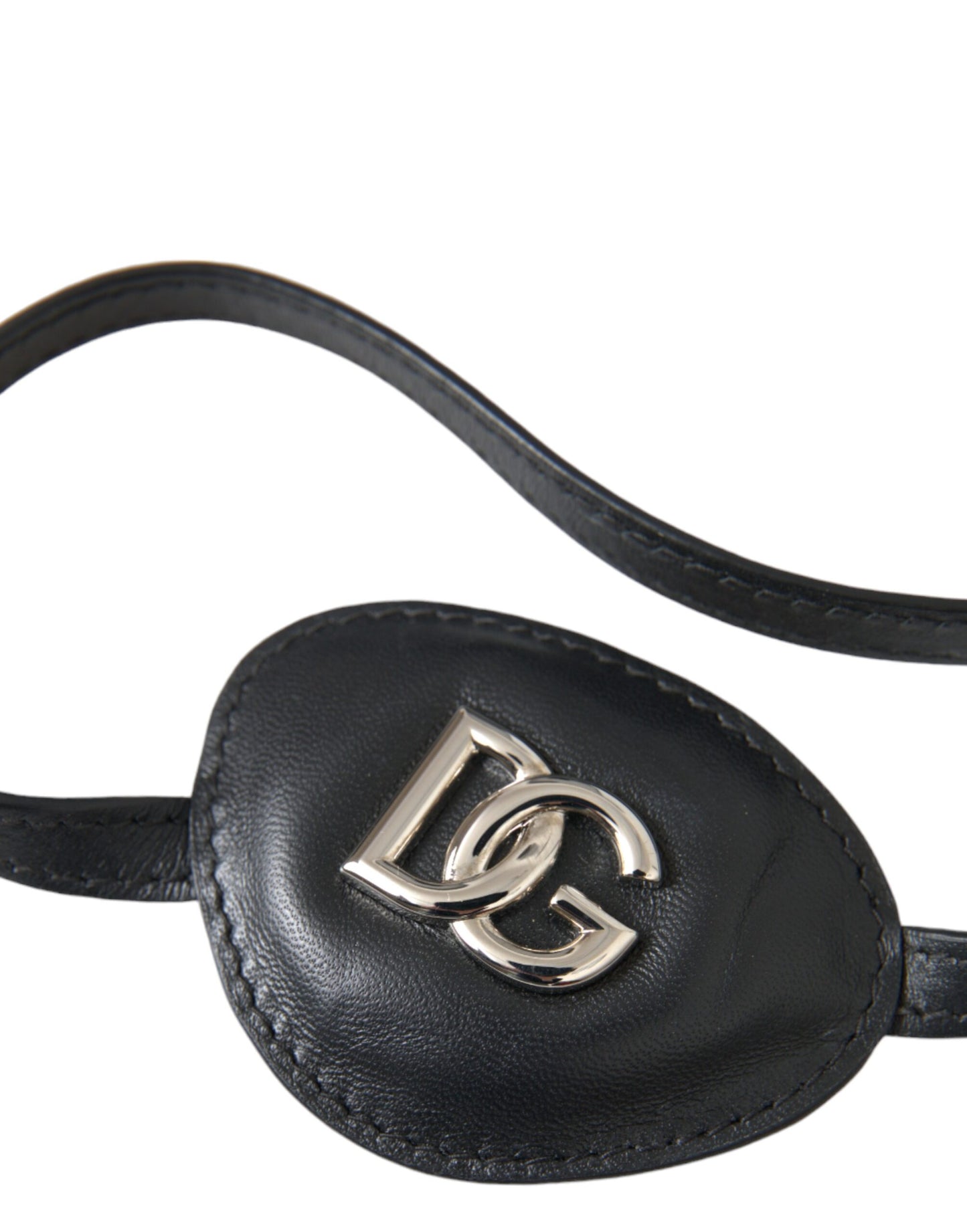 - Black Calfskin Leather Metal DG Logo Eye Patch