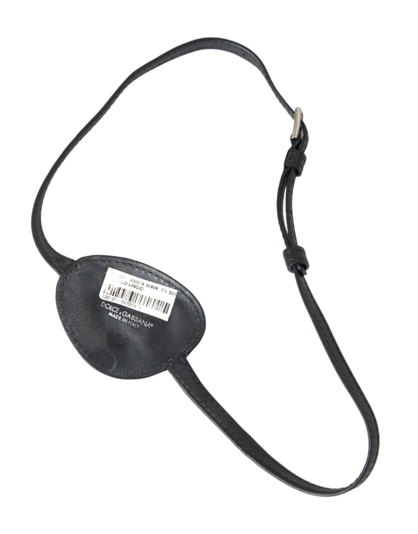 - Black Calfskin Leather Metal DG Logo Eye Patch