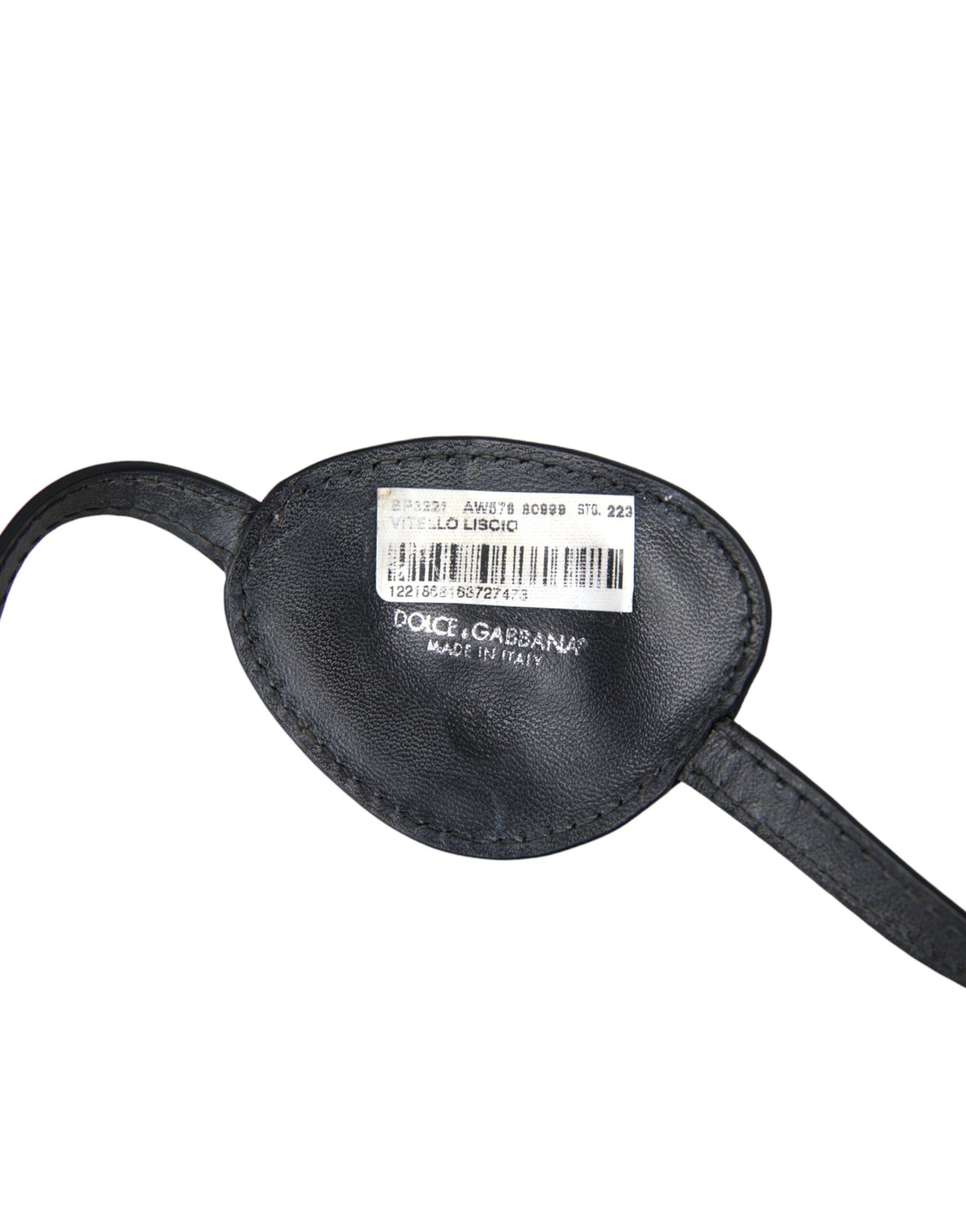 - Black Calfskin Leather Metal DG Logo Eye Patch