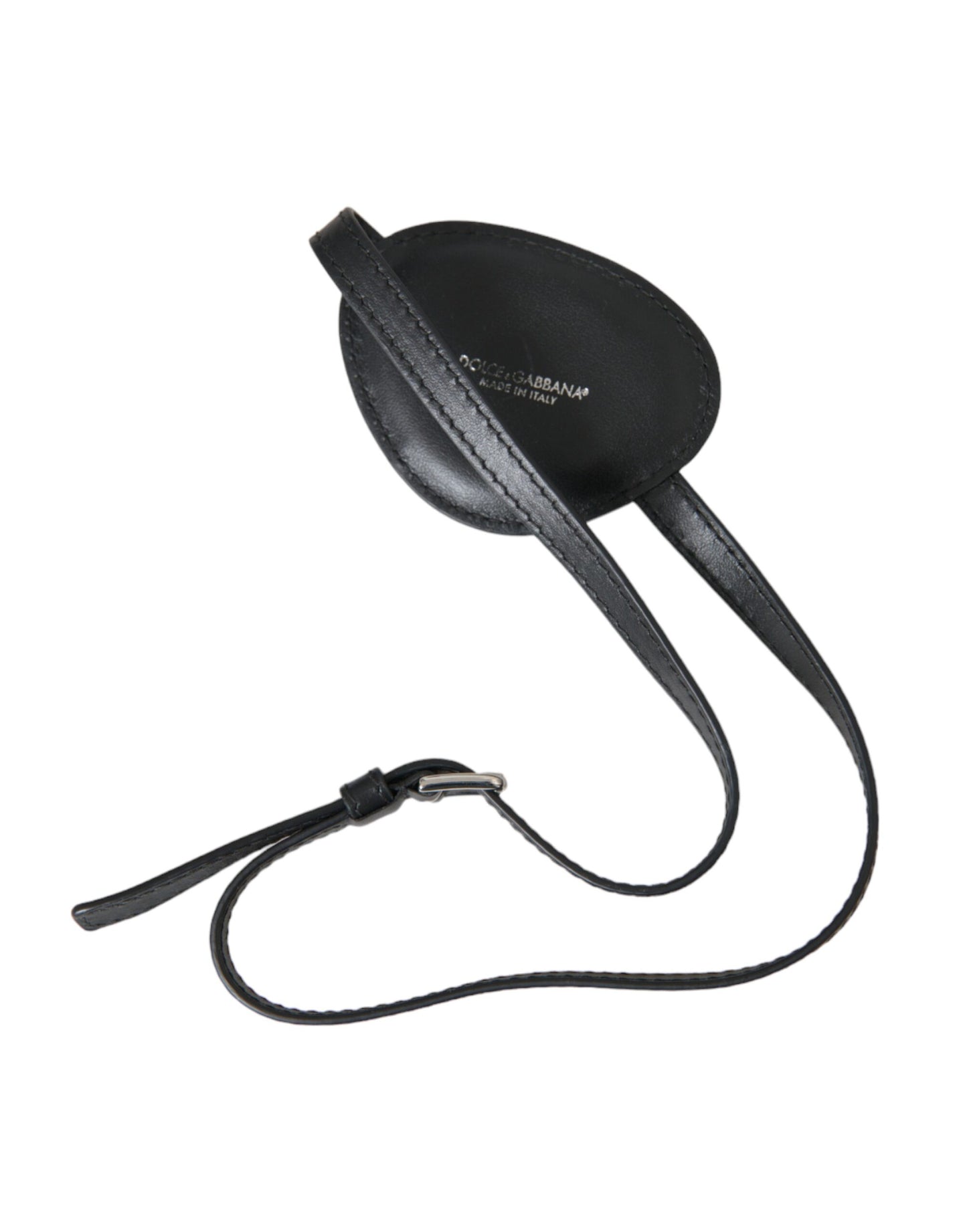 - Black Calfskin Leather Metal DG Logo Eye Patch