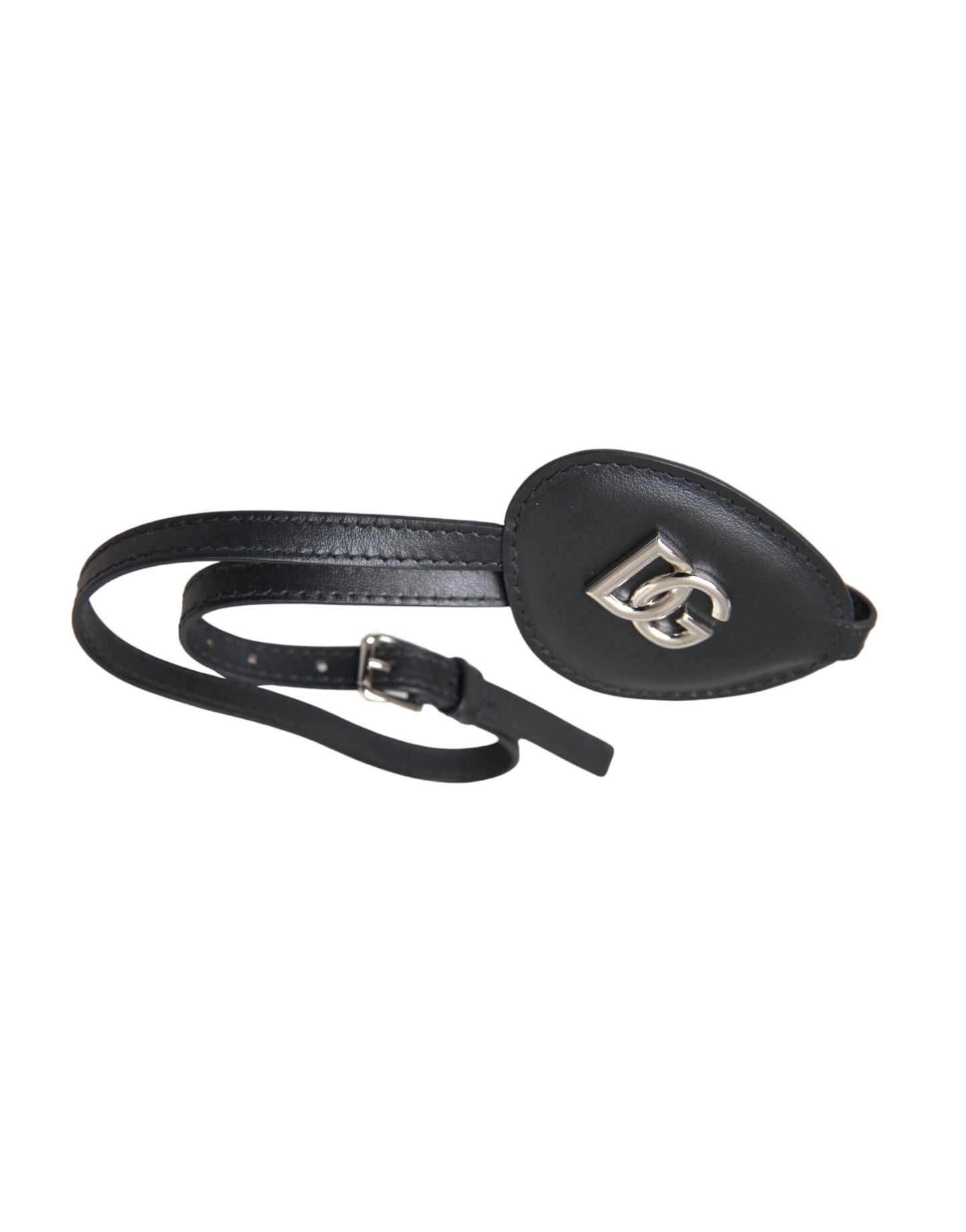 - Black Calfskin Leather Metal DG Logo Eye Patch