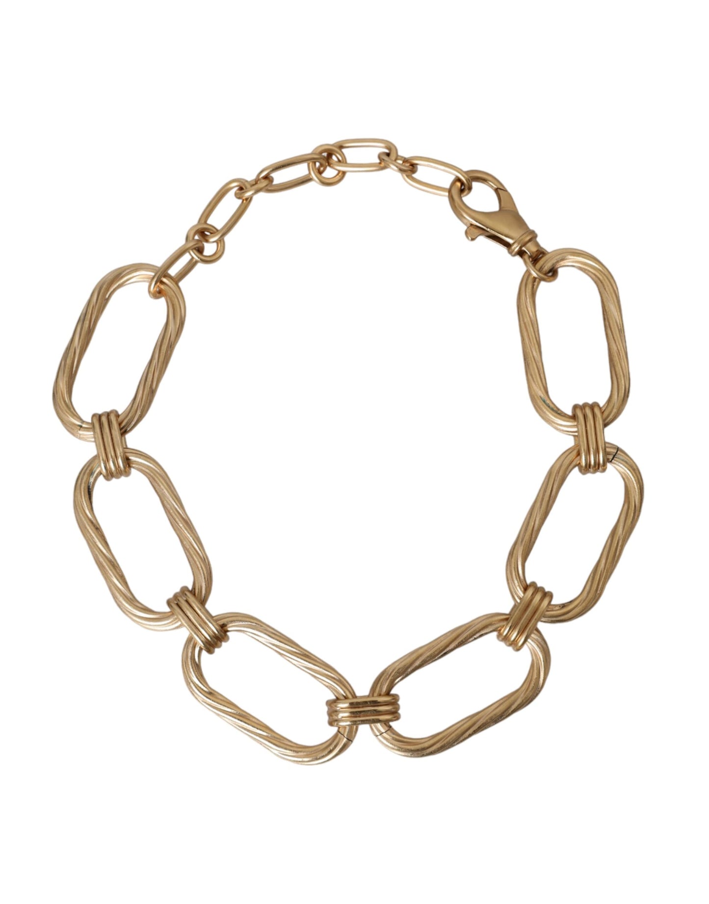 - Gold Tone Brass Large Link Chain Jewelry Necklace