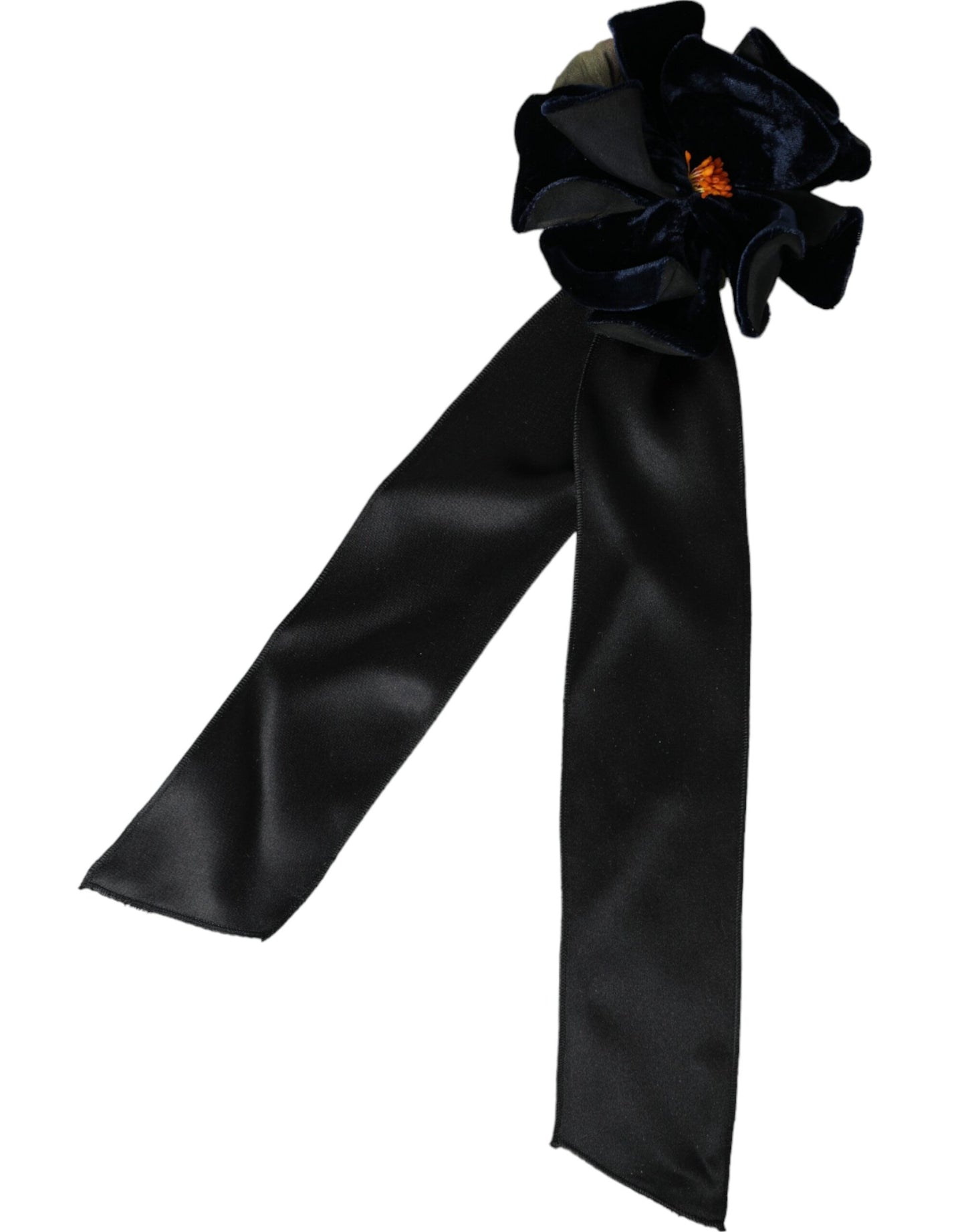 - Black Silk Gold Brass Floral Hair Pin Brooch