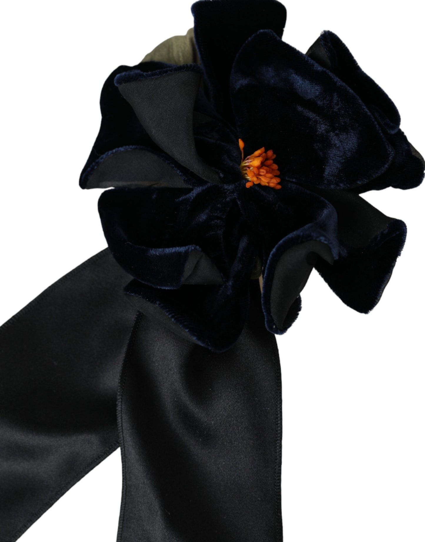 - Black Silk Gold Brass Floral Hair Pin Brooch