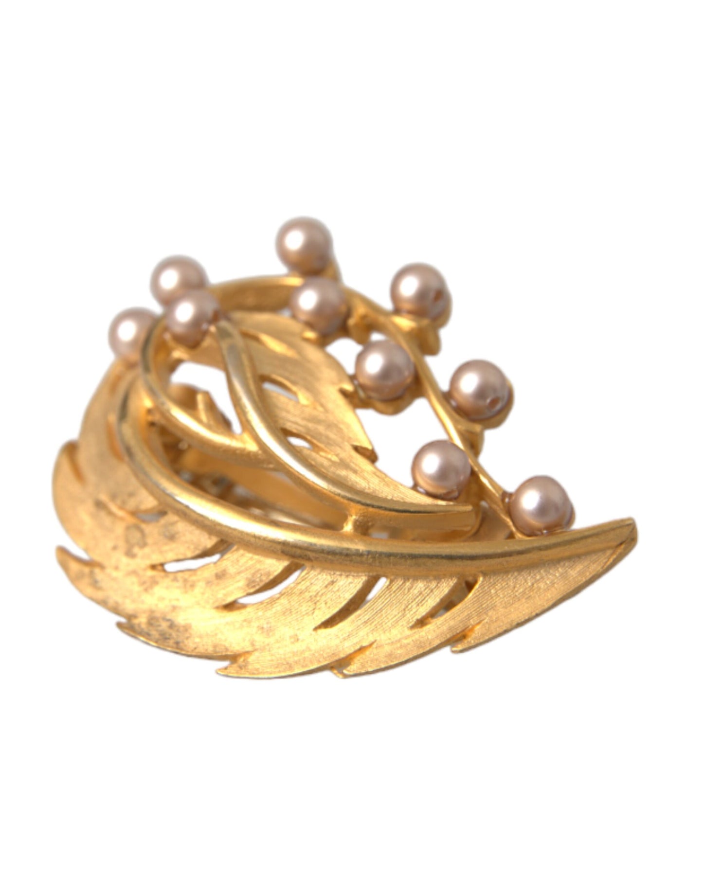 - Gold Brass Leaf Embellished Jewelry Brooch Hair Pin