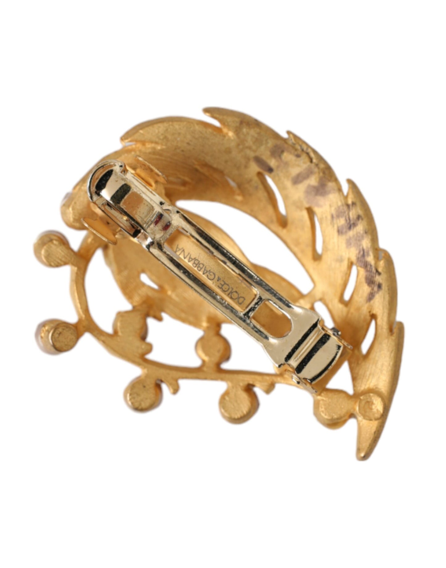 - Gold Brass Leaf Embellished Jewelry Brooch Hair Pin