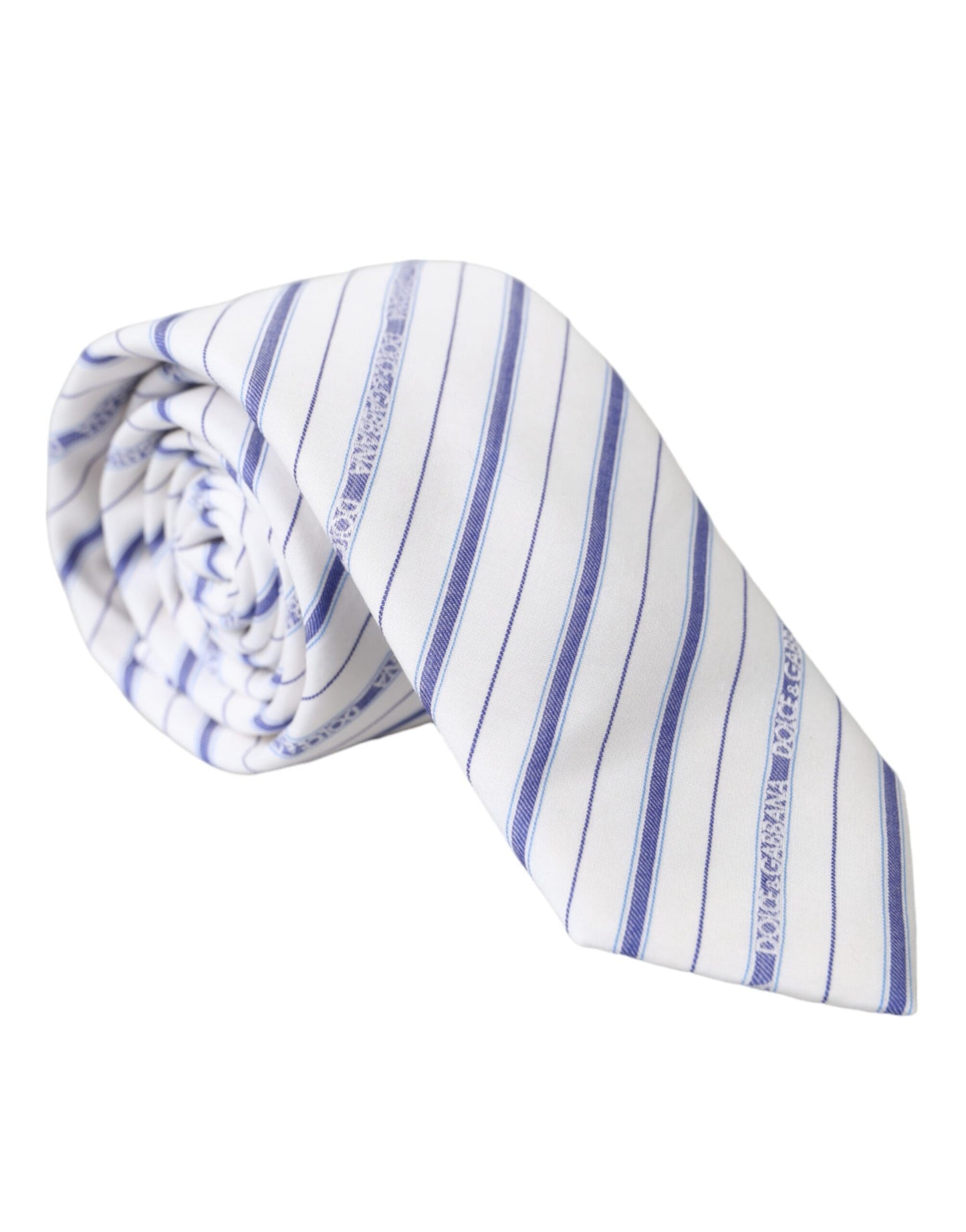 - White Blue Stripes Silk Adjustable Tie
