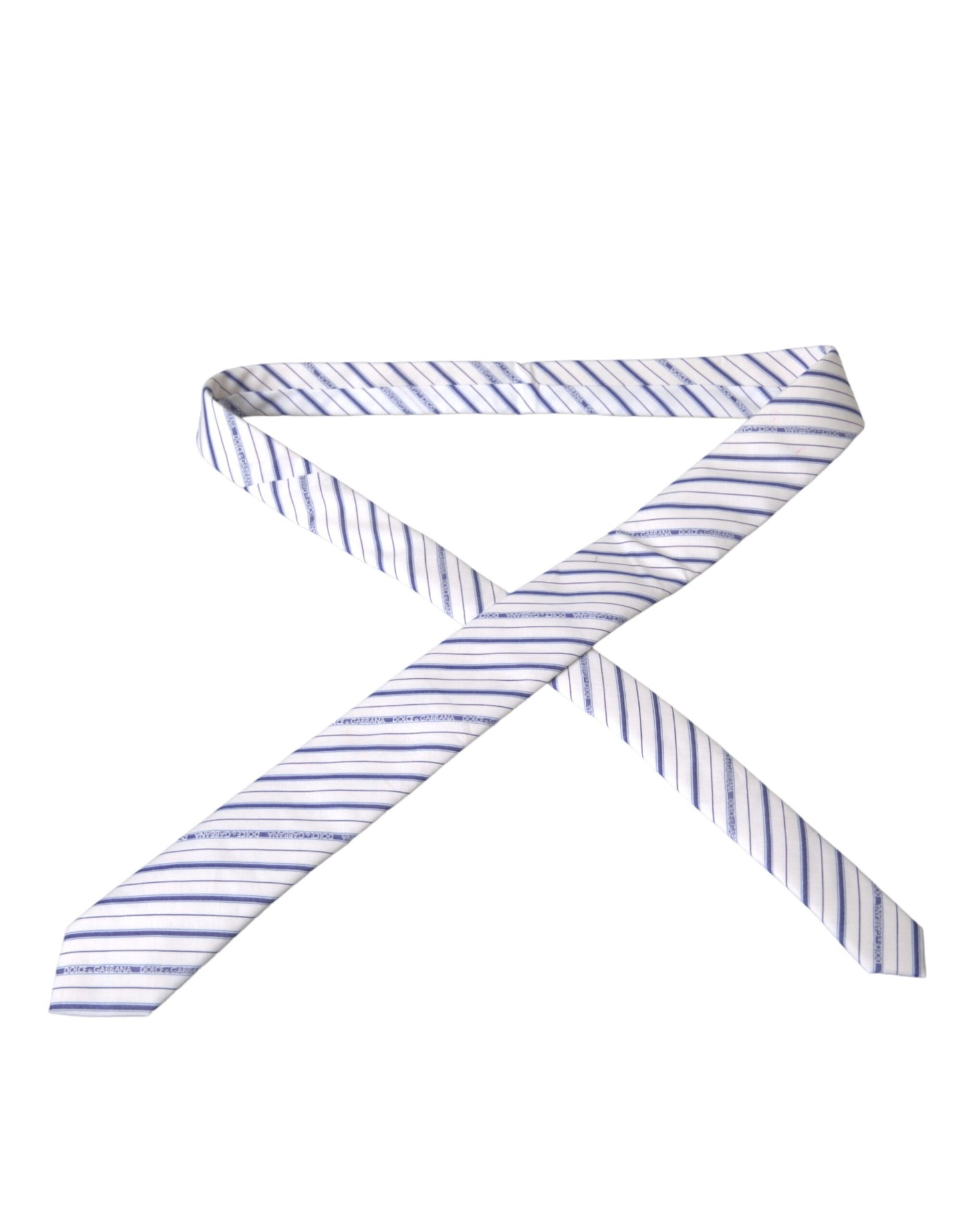 - White Blue Stripes Silk Adjustable Tie