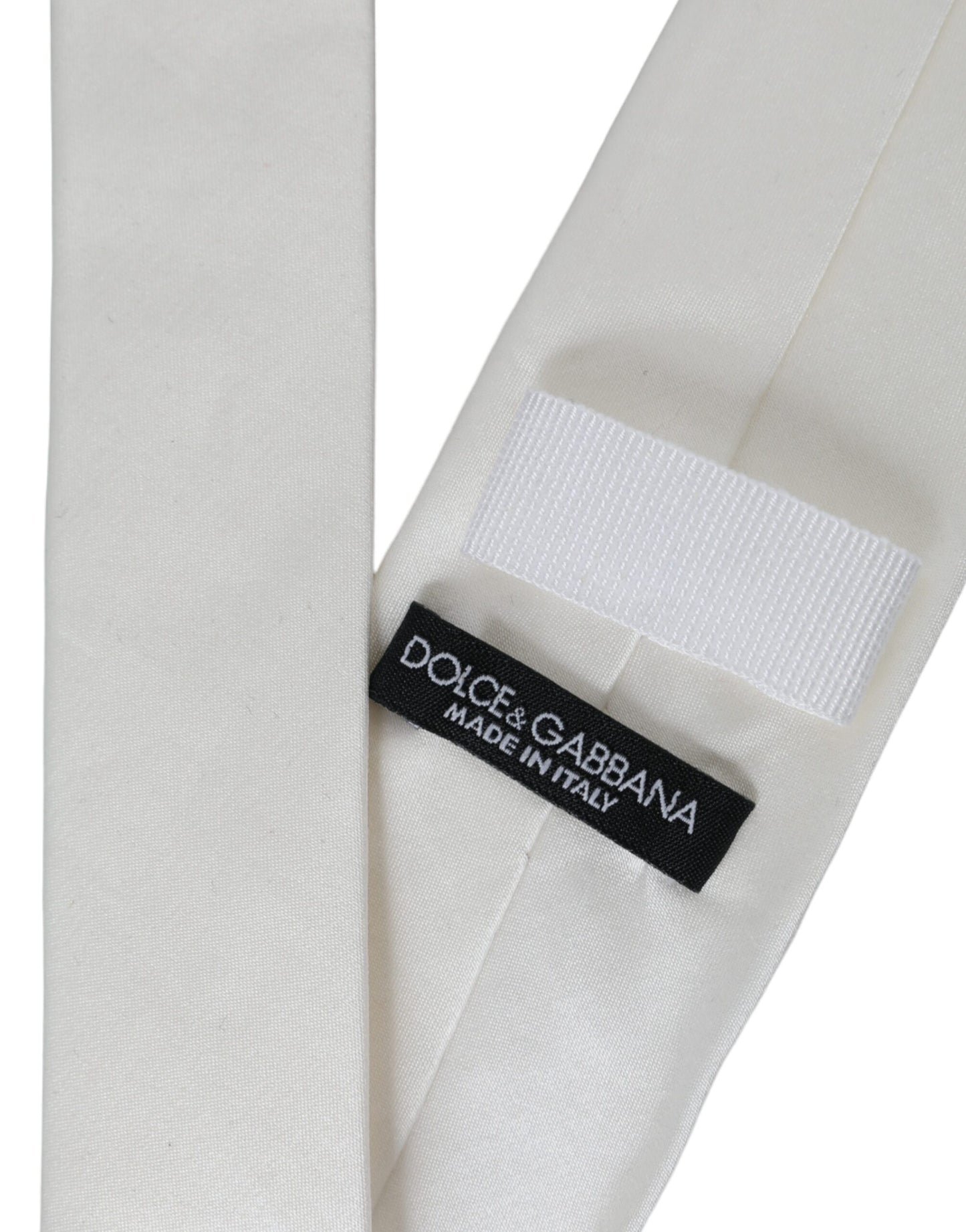 Dolce & Gabbana White Silk Blend Adjustable Tie with Washable Face Mask