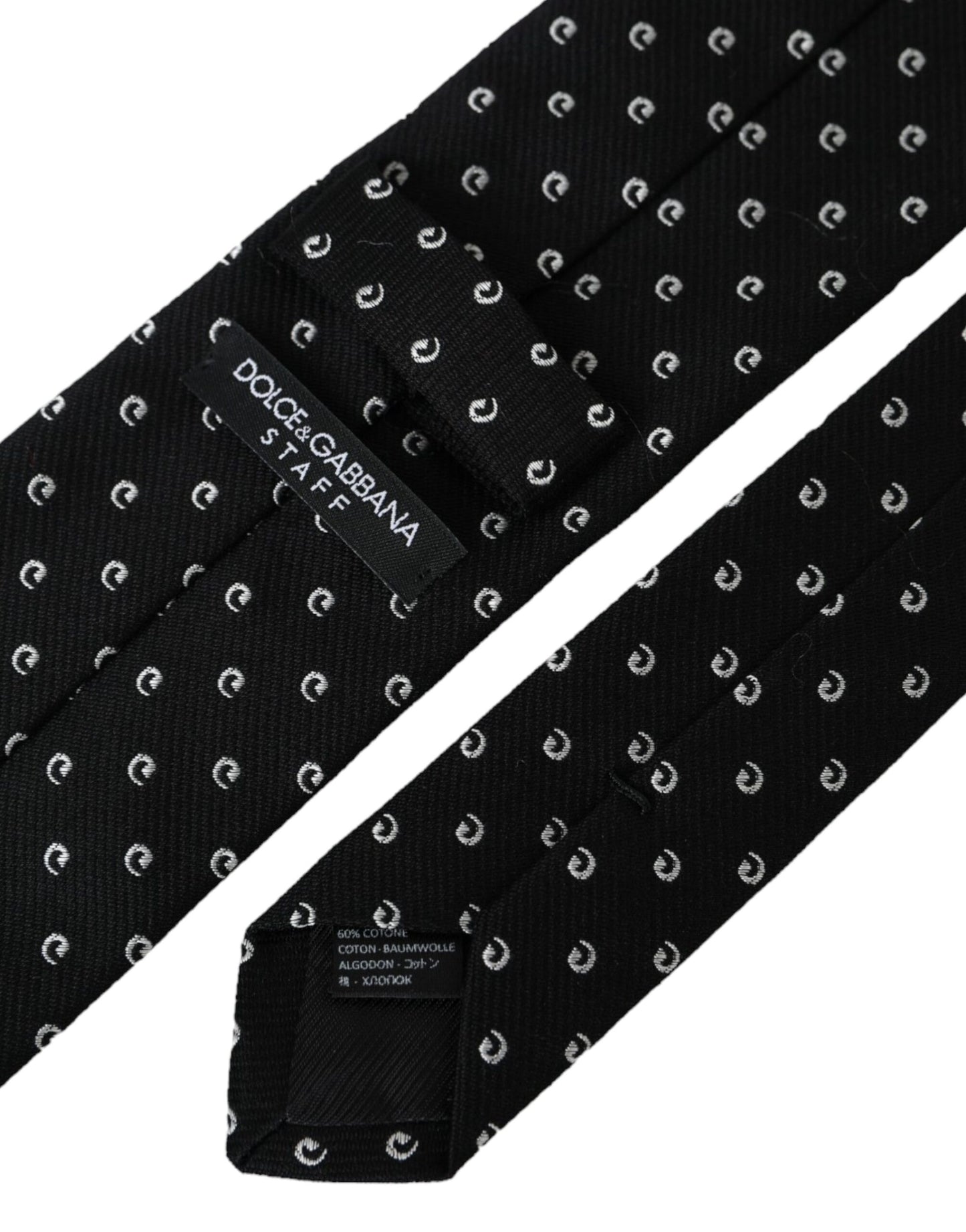 - Black Logo Cotton Blend Adjustable Tie