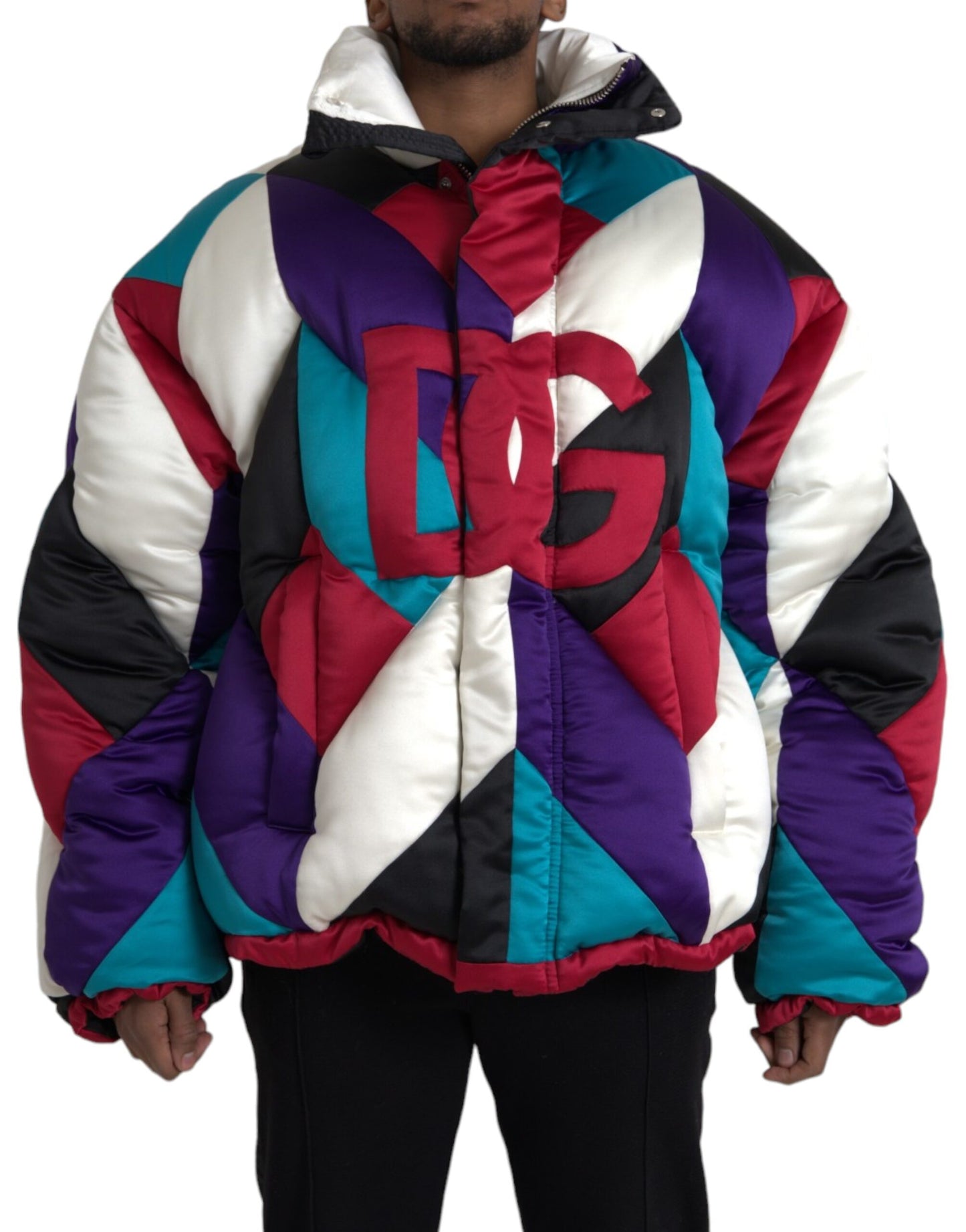 - Multicolor Logo Windbreaker Puffer Jacket