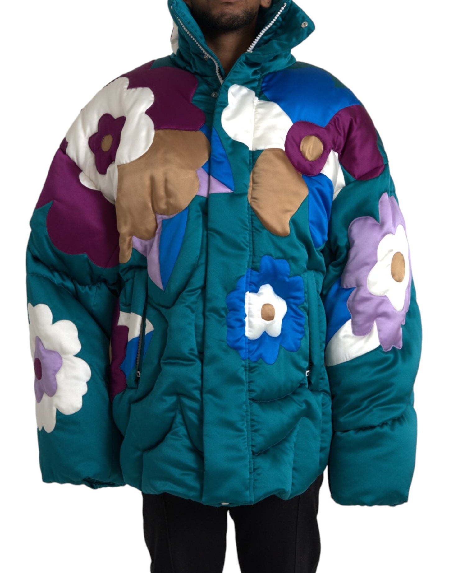 Multicolor Floral Windbreaker Puffer Jacket - The Luxe Alliance