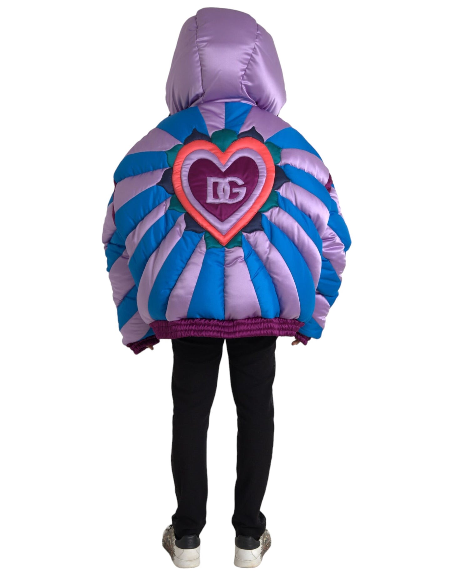 Multicolor Heart Logo Hooded Puffer Jacket - The Luxe Alliance
