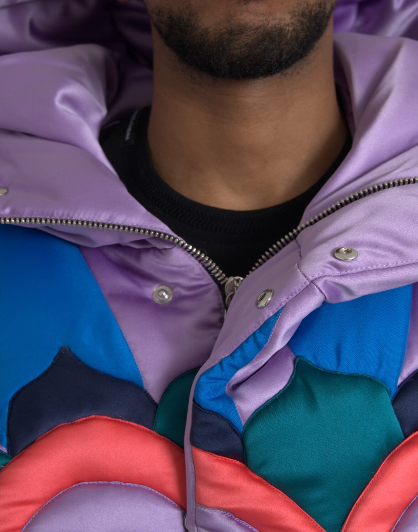 Multicolor Heart Logo Hooded Puffer Jacket - The Luxe Alliance