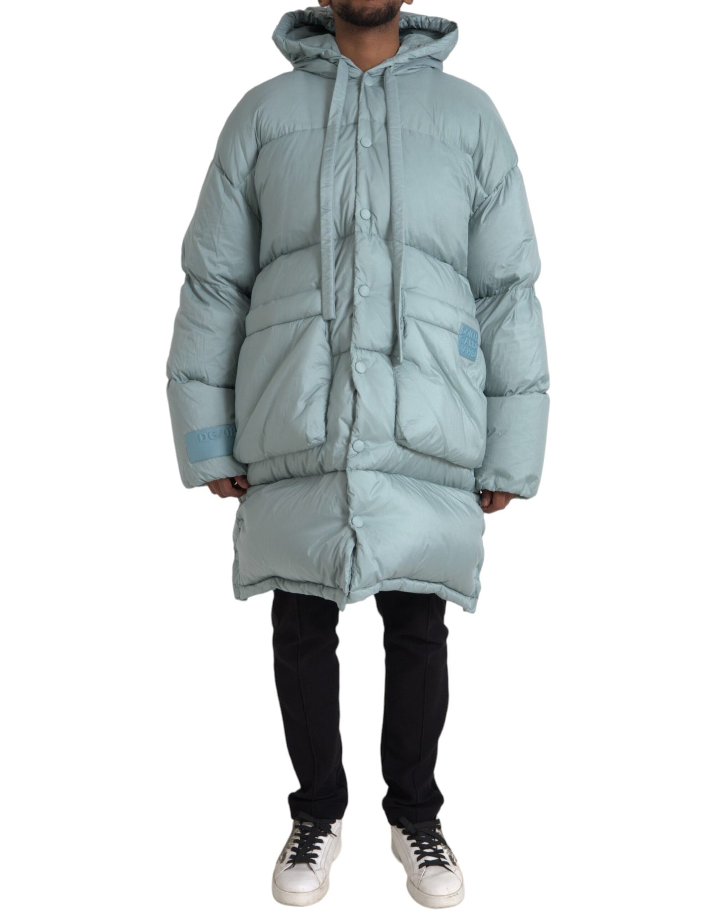 Light Blue Quilted Hooded Puffer Jacket Men - The Luxe Alliance
