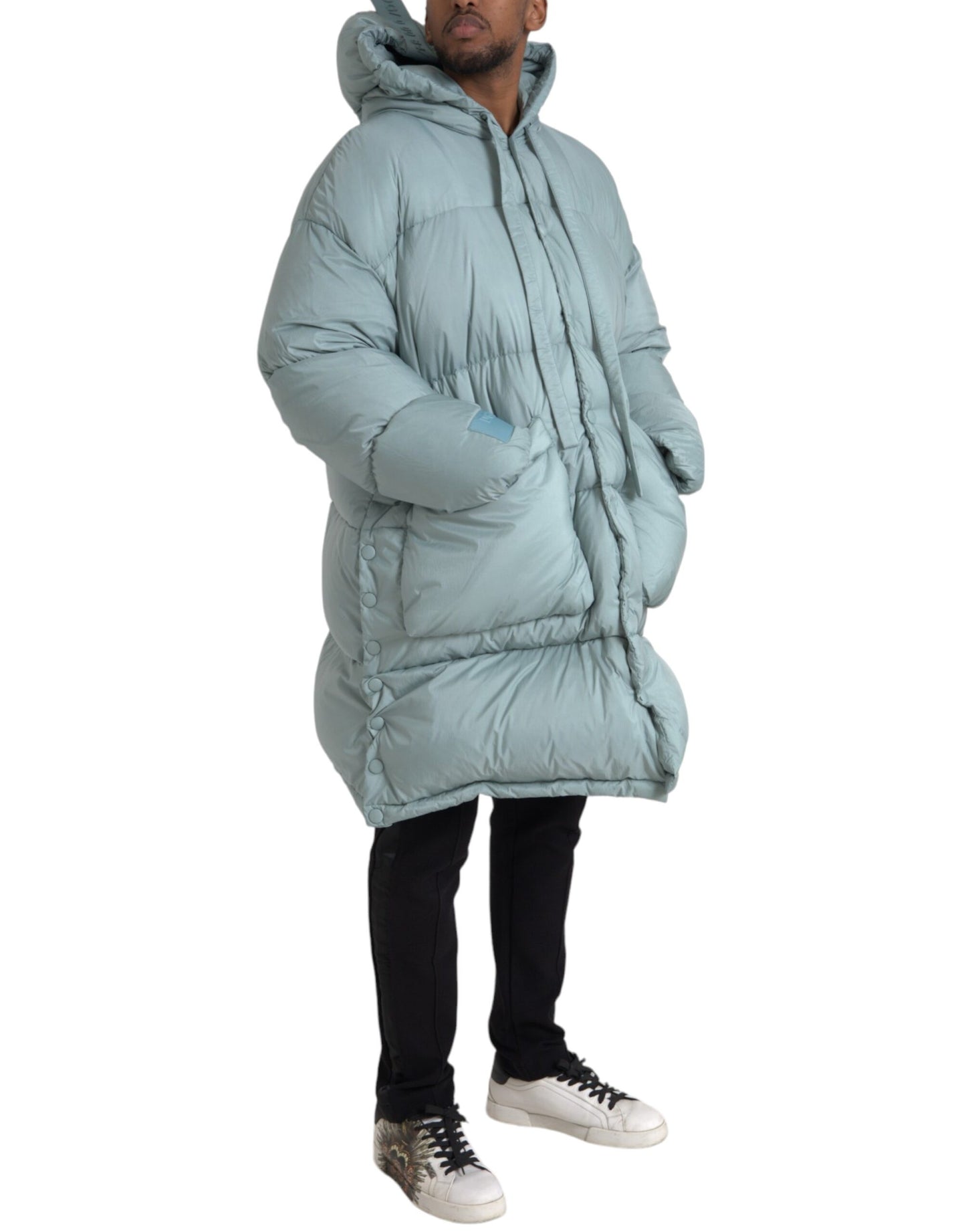 Light Blue Quilted Hooded Puffer Jacket Men - The Luxe Alliance