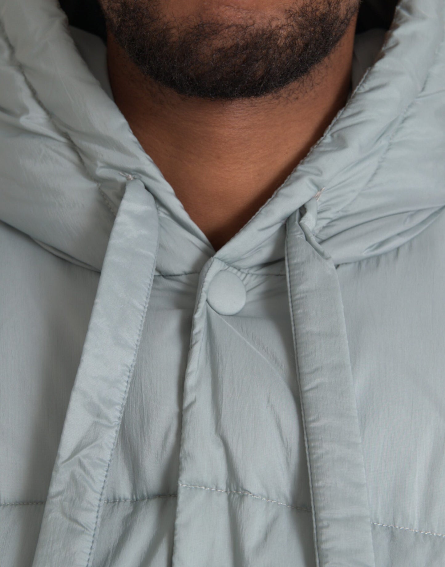 Light Blue Quilted Hooded Puffer Jacket Men - The Luxe Alliance
