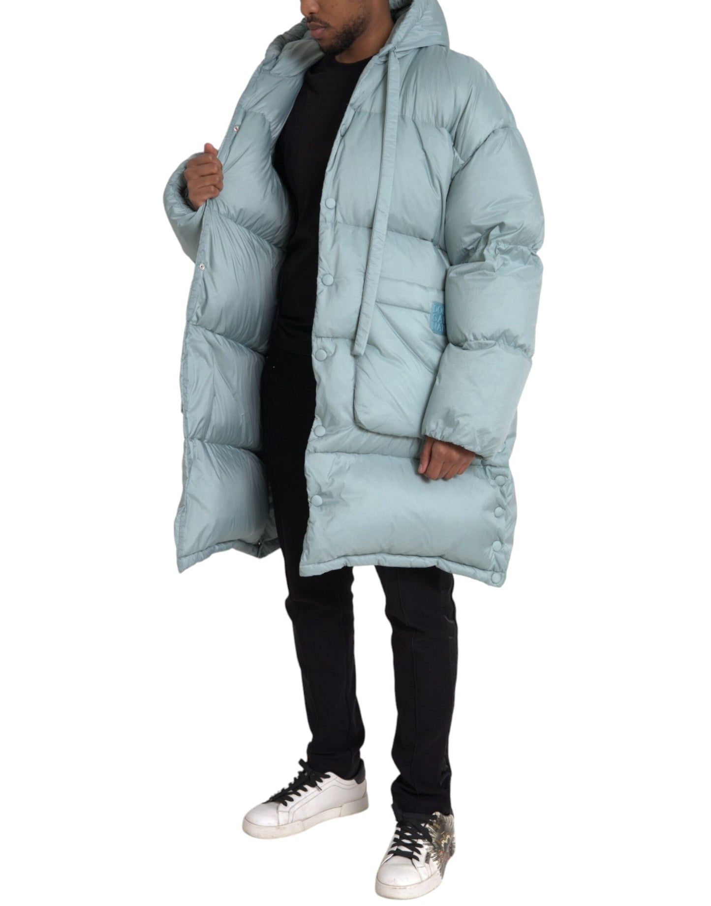 Light Blue Quilted Hooded Puffer Jacket Men - The Luxe Alliance