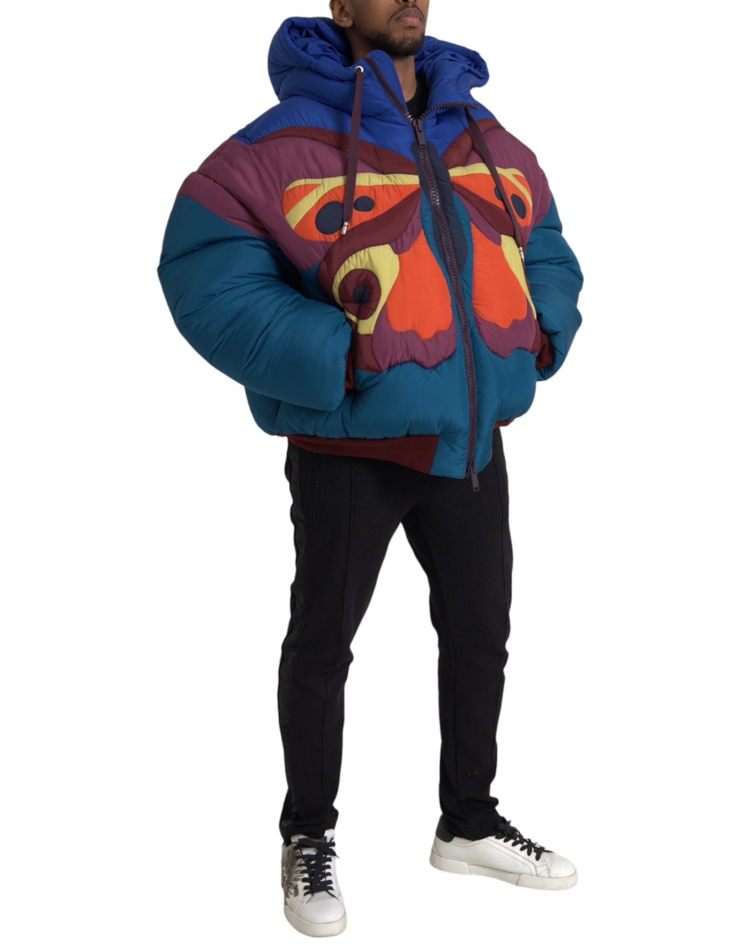 Multicolor Butterfly Hooded Puffer Jacket - The Luxe Alliance